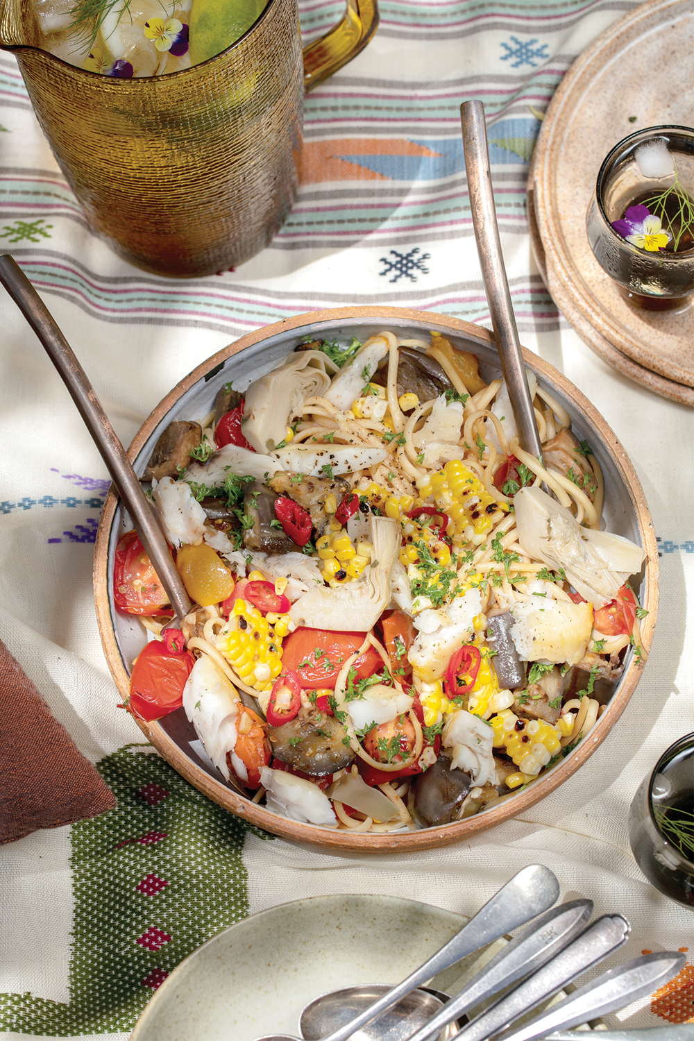 Seasonal salads have never looked so sunny — it’s sweetcorn season! Photo / Babiche Martens