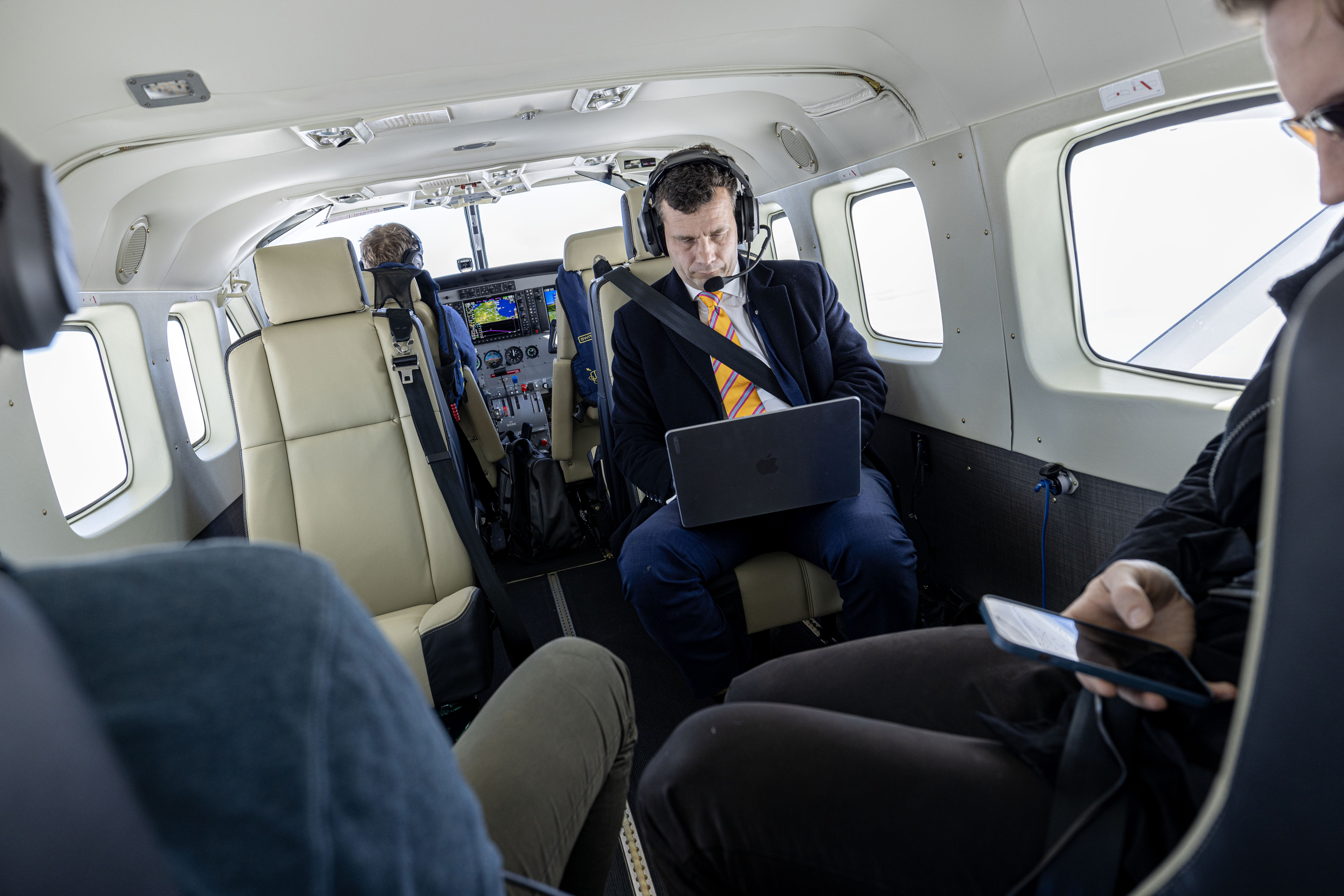 Act Party leader David Seymour flew from Rotorua in 'Flying Pinky' to New Plymouth as he continued his campaigning. Photo / Mike Scott.