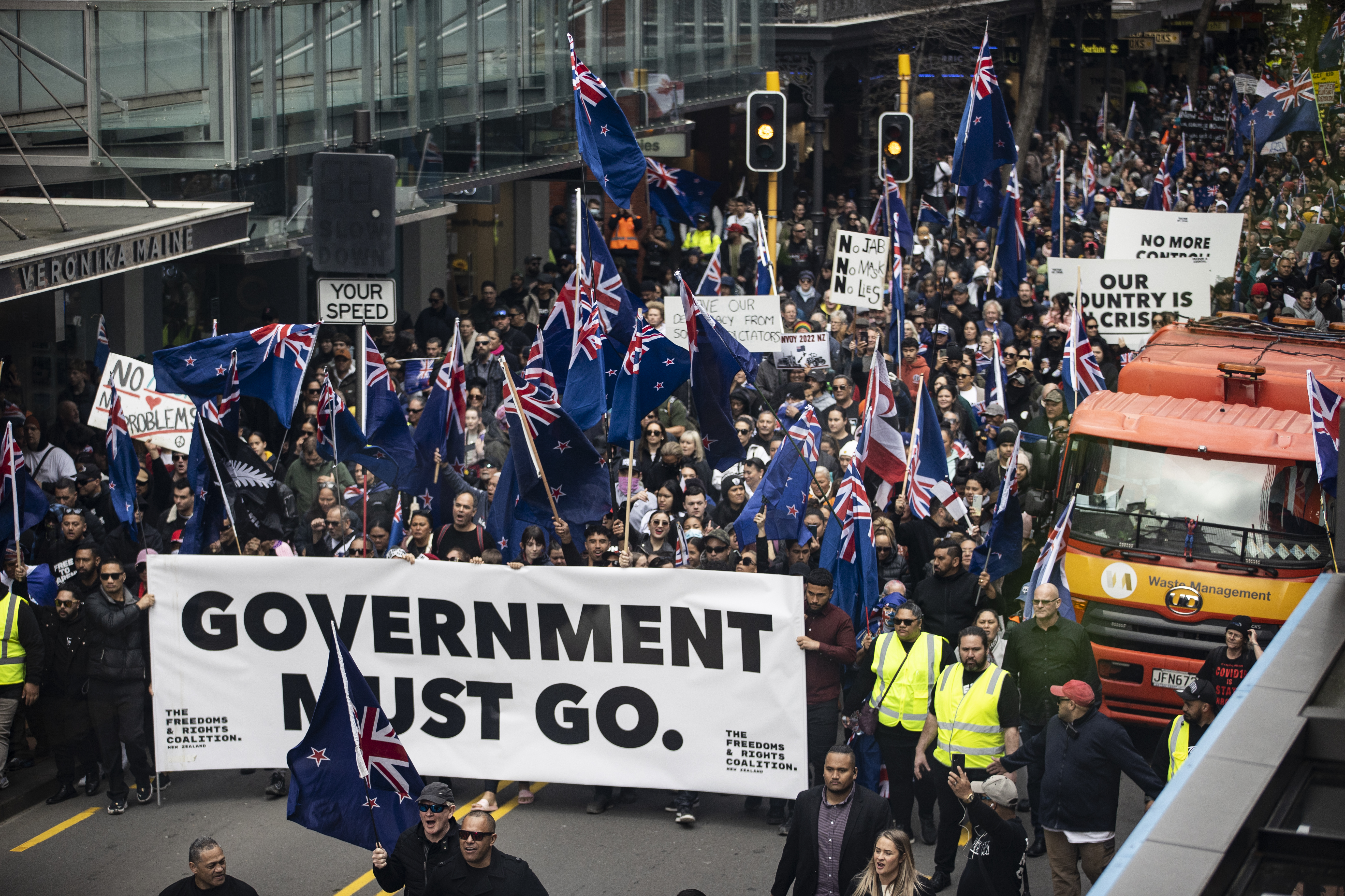 The anti-Government protest headed by Brian Tamaki and his Destiny Church team descended on Wellington's Civic Square in August. Photo / George Heard