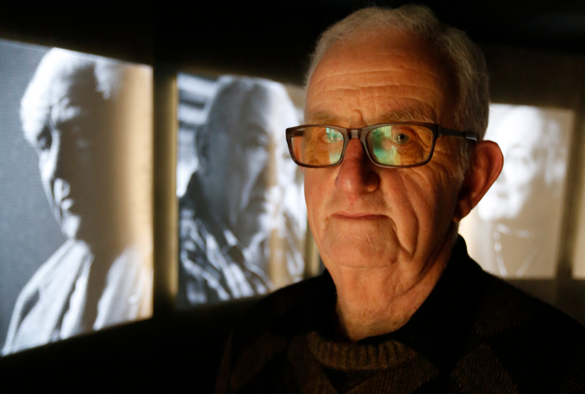 Holocaust survivor Bob Narev in front of the Shadows of Shoah exhibition in Whangārei in 2016. Photo / John Stone