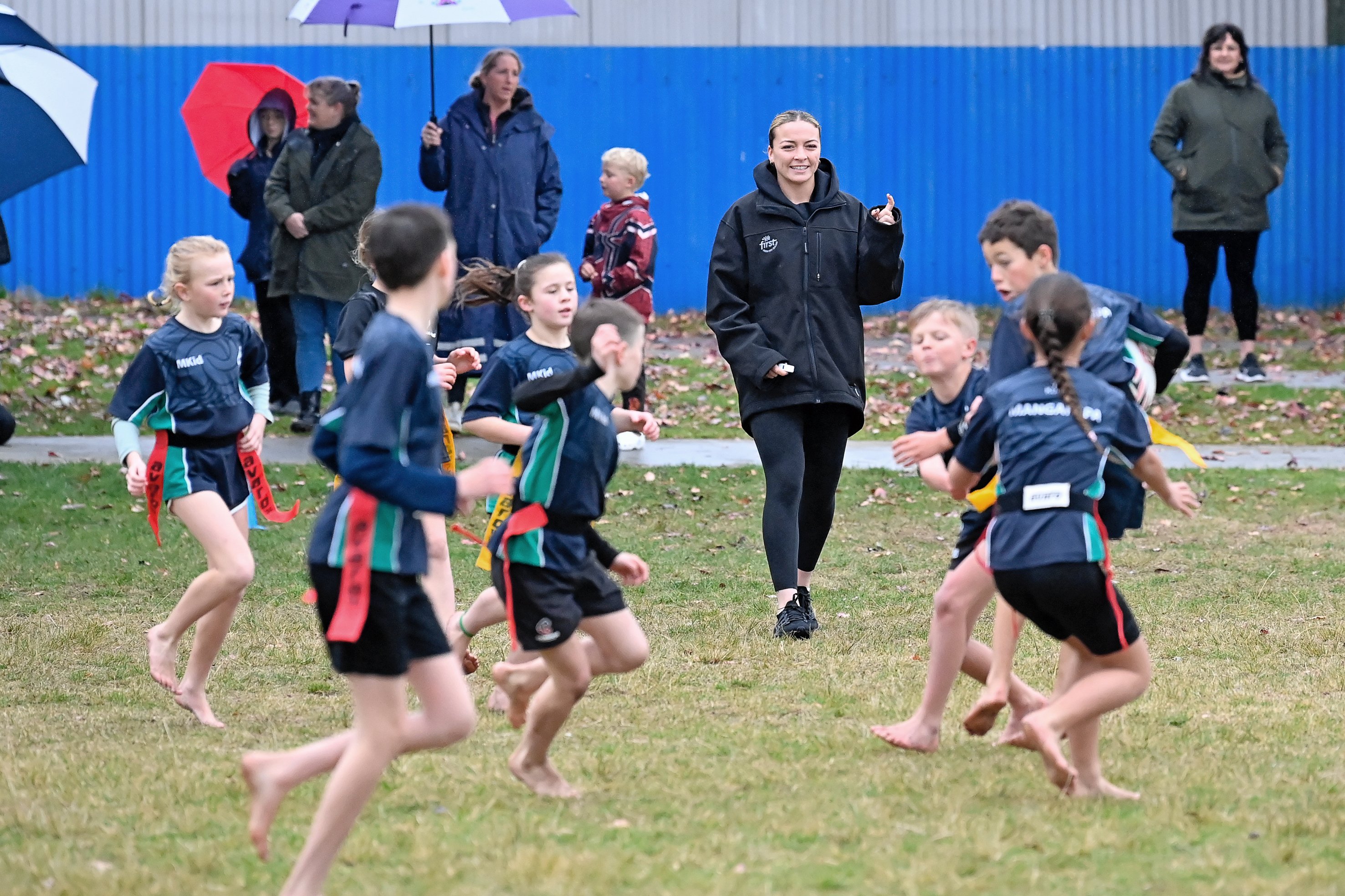 Renee Holmes swapped roles at her former primary school, Mangapapa, yesterday when she took the whistle. Photo / Paul Rickard
