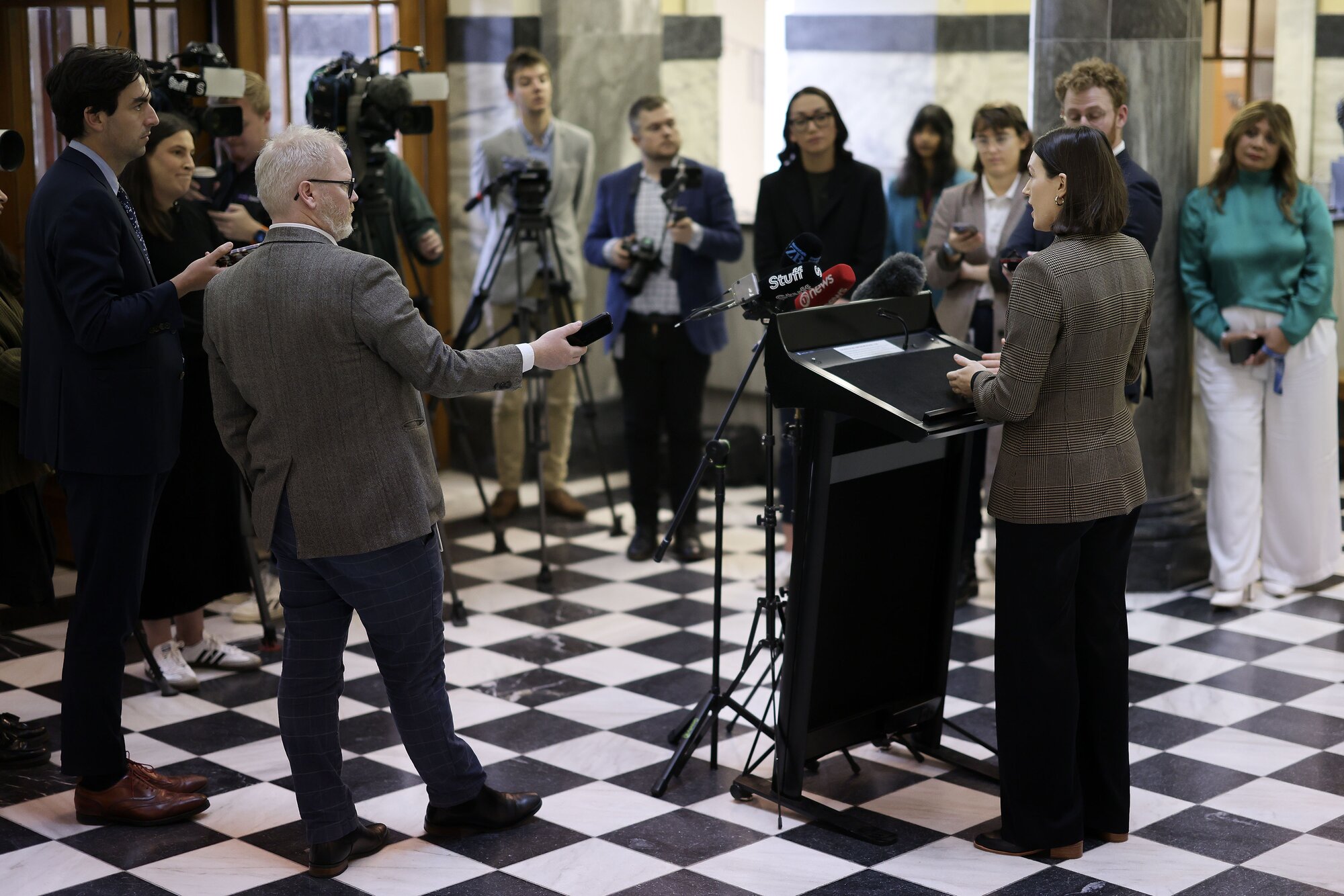 Brooke van Velden announcing the pay equity reforms earlier this week. Photo / Marty Melville 