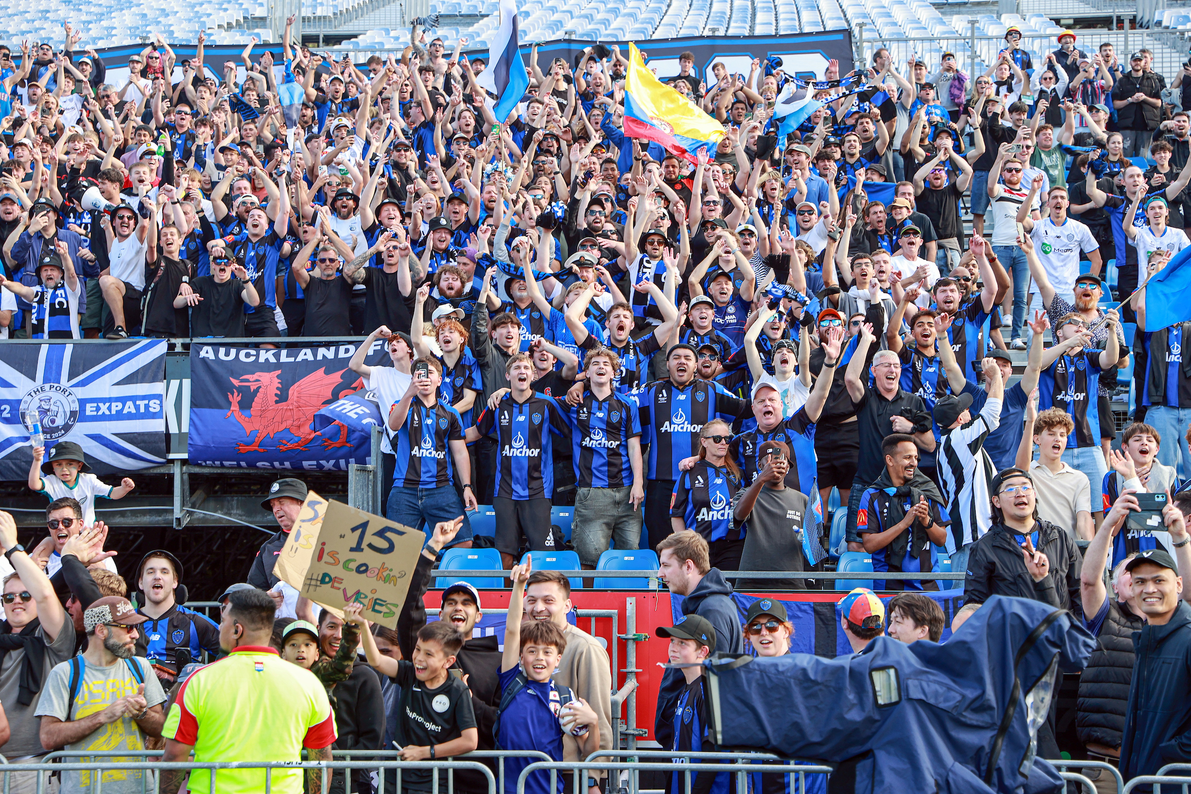 Fans at Go Media Stadium for the Auckland FC match against Sydney FC. Photo / Photosport