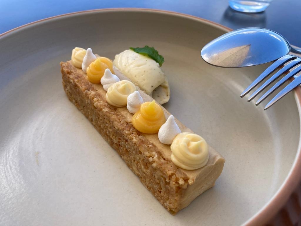 The salted caramel semifreddo at Onetangi Beach’s Ki-Maha restaurant. Photo / Supplied