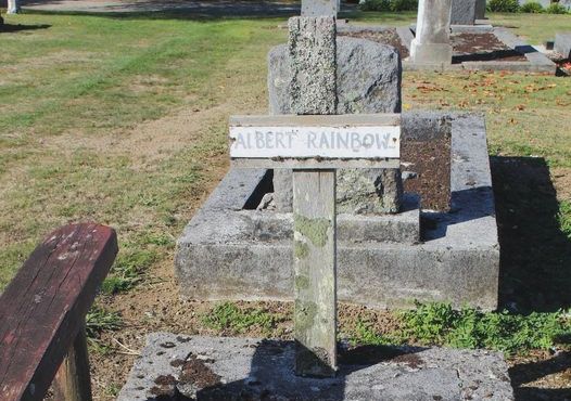 Private Albert Rainbow's original hand-painted memorial at Piopio Cemetery. Photo / Supplied