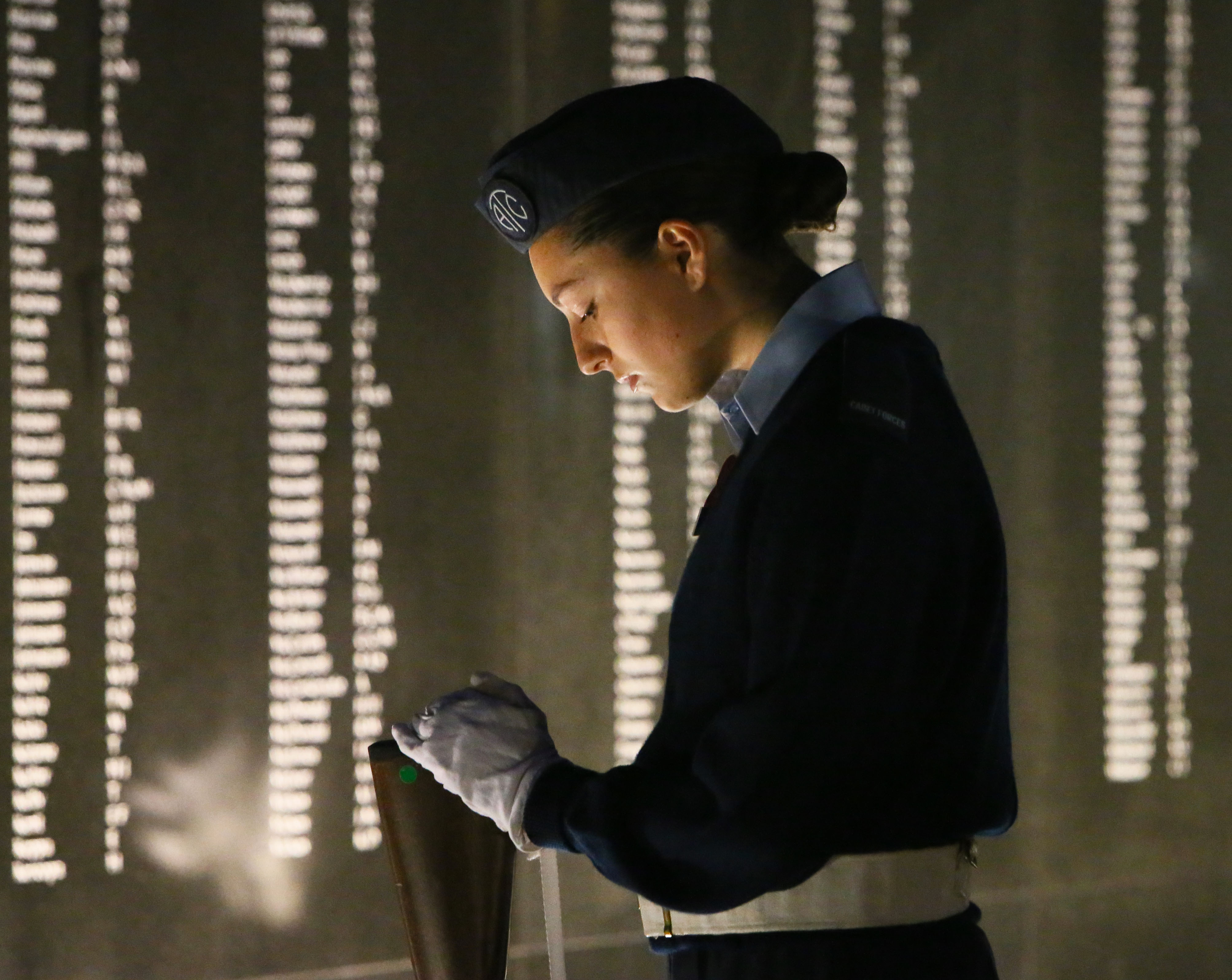 Cenotaph guard cadet Katy Statham of the Air Training Corps at the Anzac Day dawn service in Whangārei in 2019. Photo / Tania Whyte
