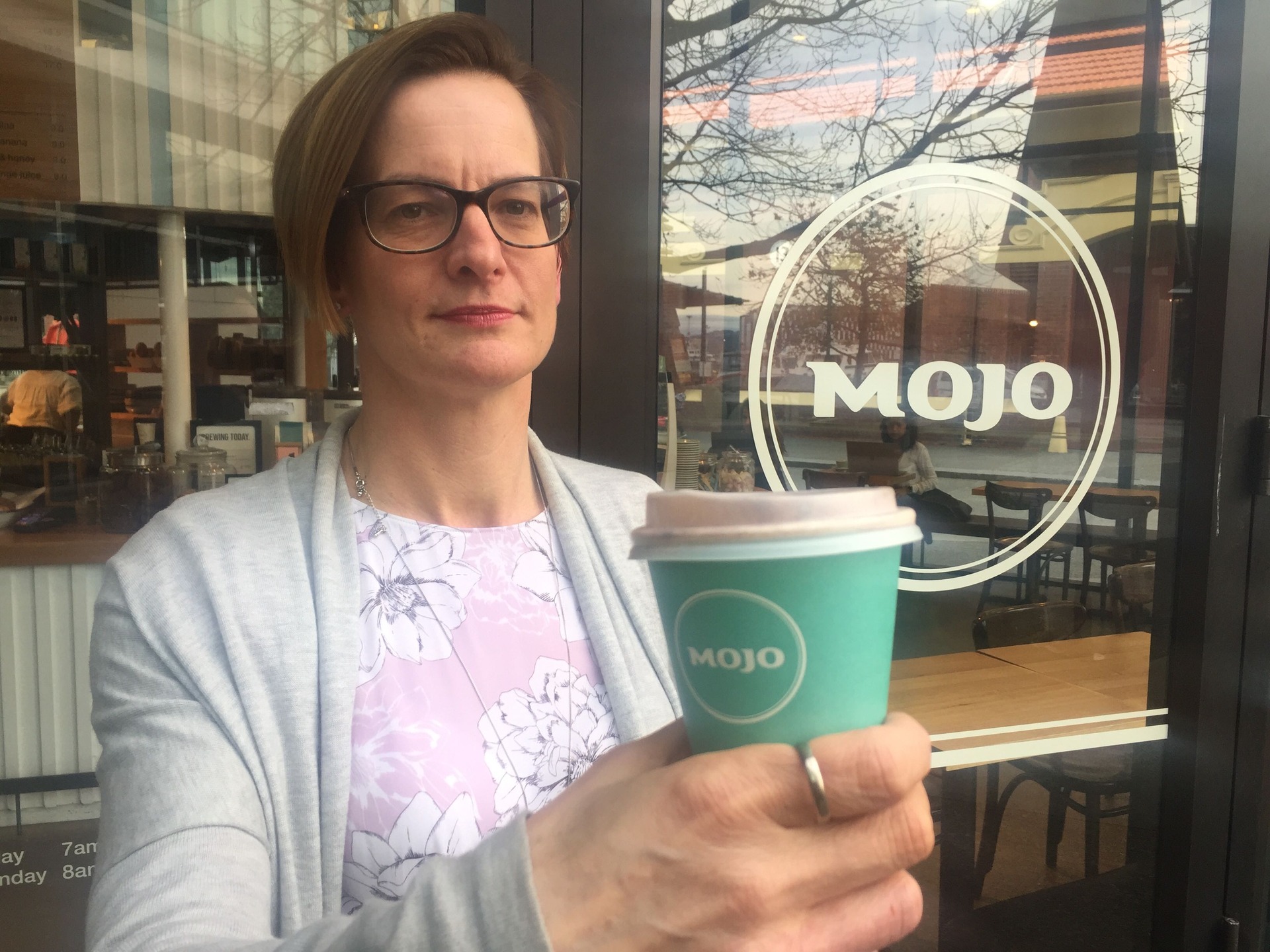 General Manager of Mojo NZ Katy Ellis says their compostable cups are going straight the landfill. Photo / Melissa Nightingale