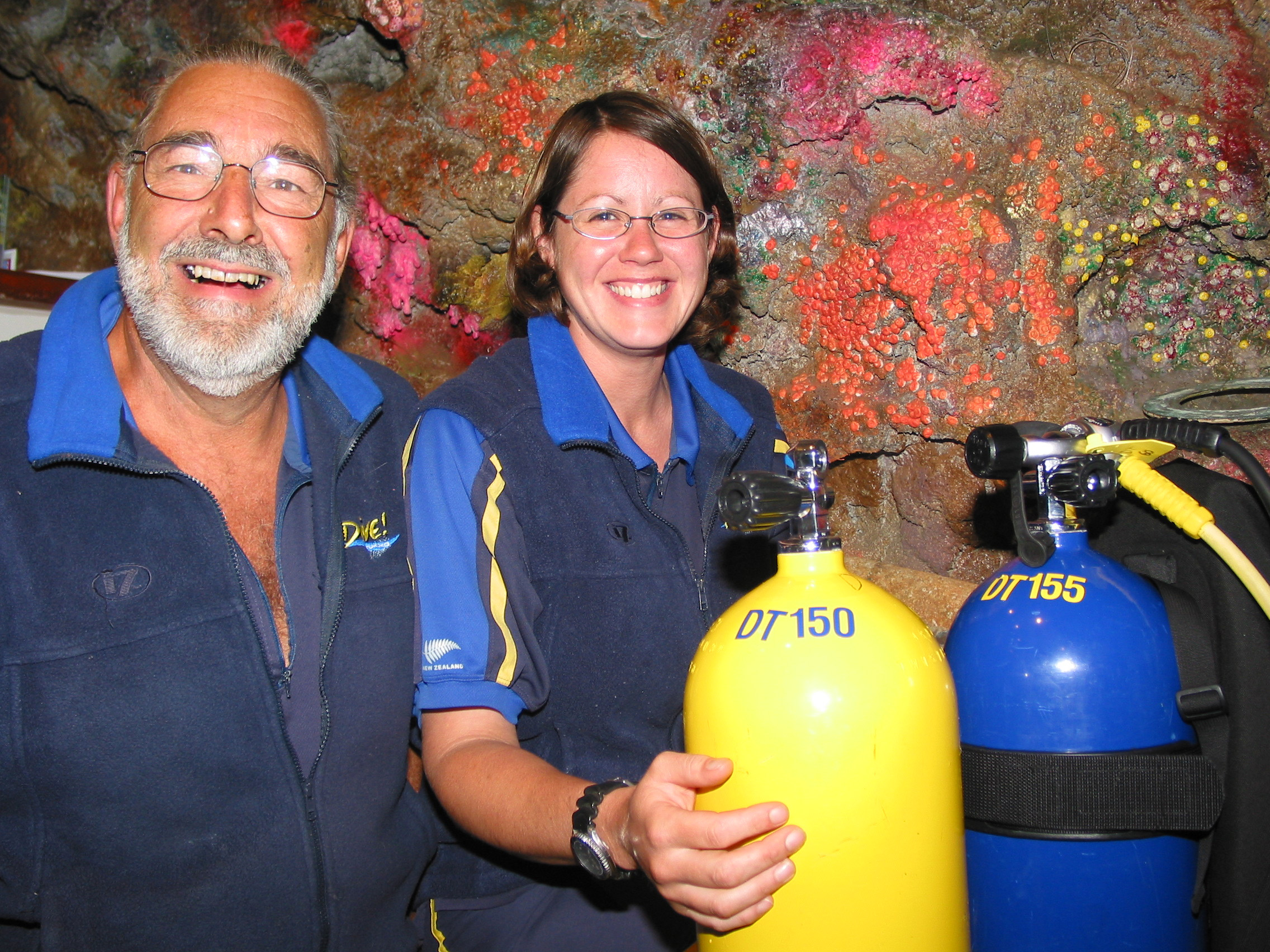 Former Dive Tutukaka director Aussie Malcolm, here with dive training manager Michelle Manley in 2004, has died in Whangārei