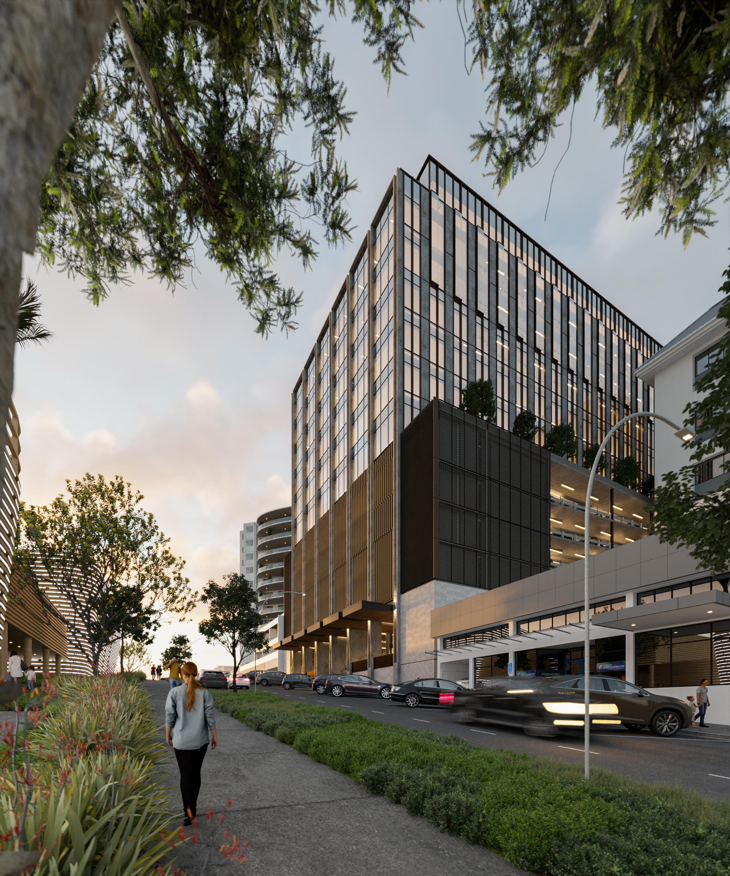 An artistic render of Panorama Towers, as from Hamilton St near Willow St.