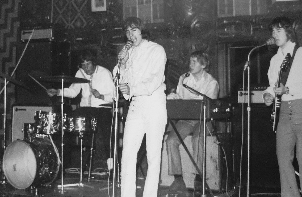 Ian Taylor as lead singer in Kal-Q-Lated Risk. Other members of the band were Barry Rushton (drums), Bernard Carey (keyboards) and Phil Hope (lead guitar). Out of shot was Dave Cameron on bass. Photo / supplied