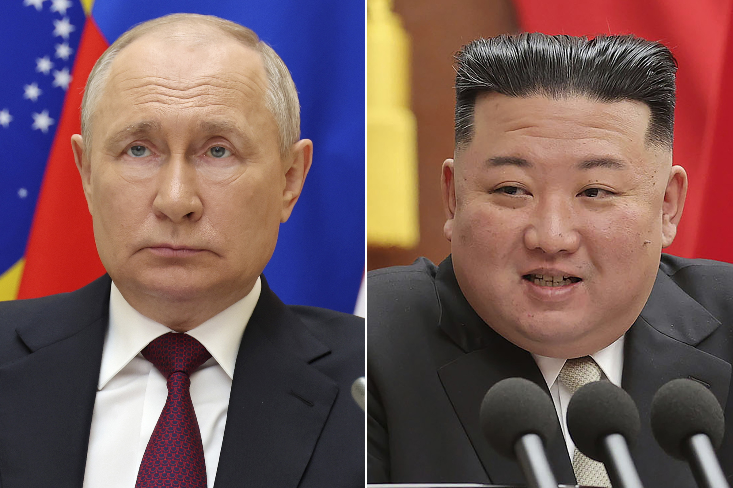 The White House says it has intelligence showing Putin and Kim Jong Un have swapped letters as Russia looks to North Korea for additional munitions for its war in Ukraine. Photo / AP