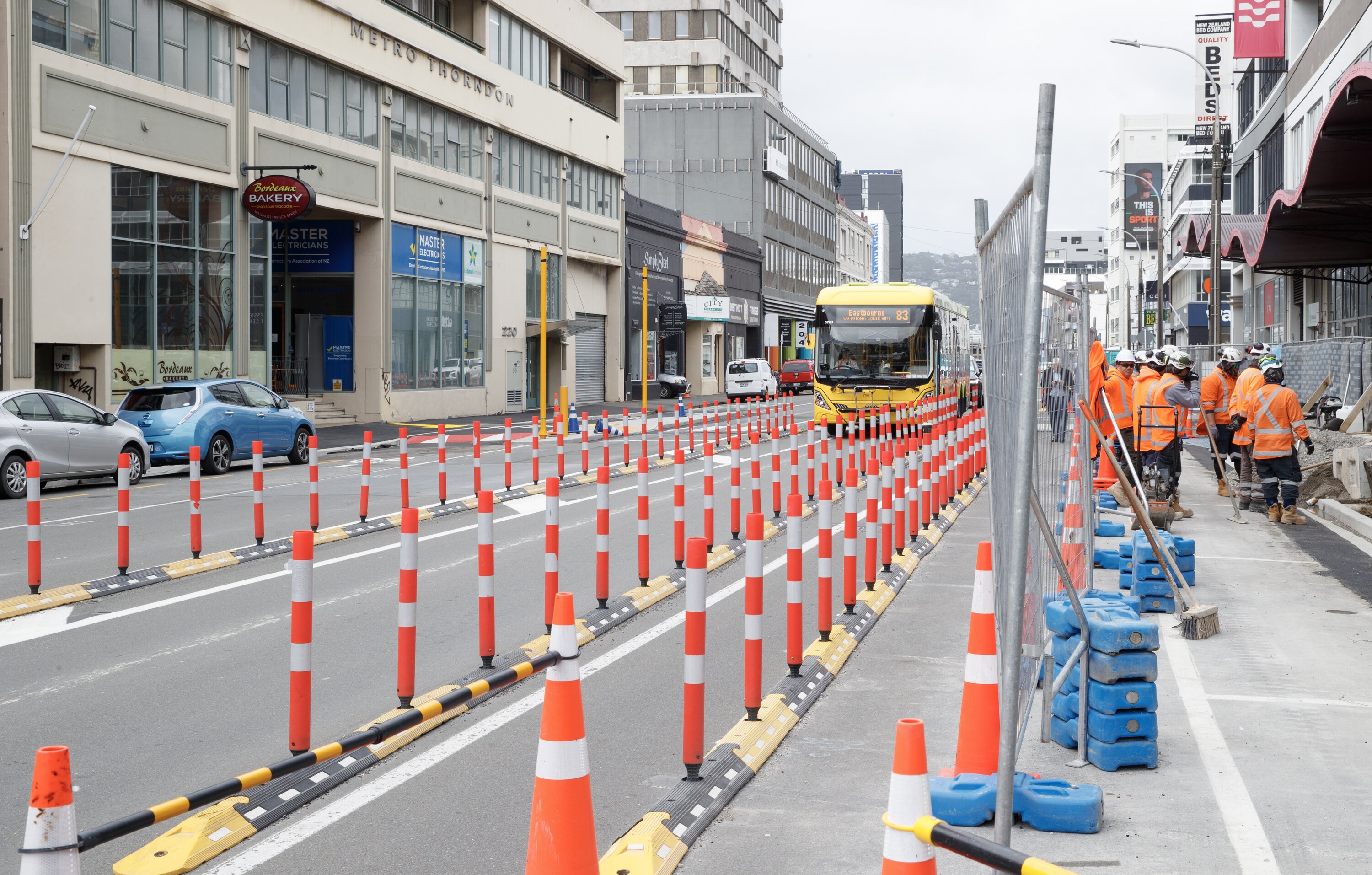 Roadworks in Thorndon Quay have proved contentious, with businesses taking legal action against the council. Photo / Mark Mitchell 