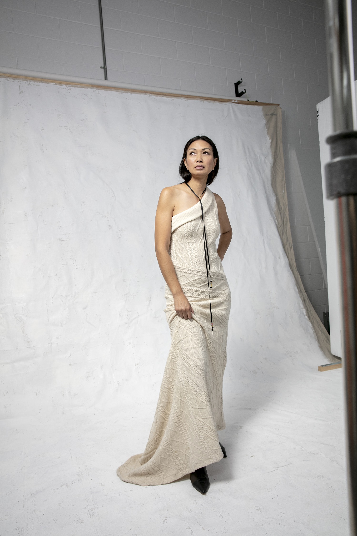 Boh Runga wears gown from The Kiss autumn/winter 2003. Photo / Babiche Martens
