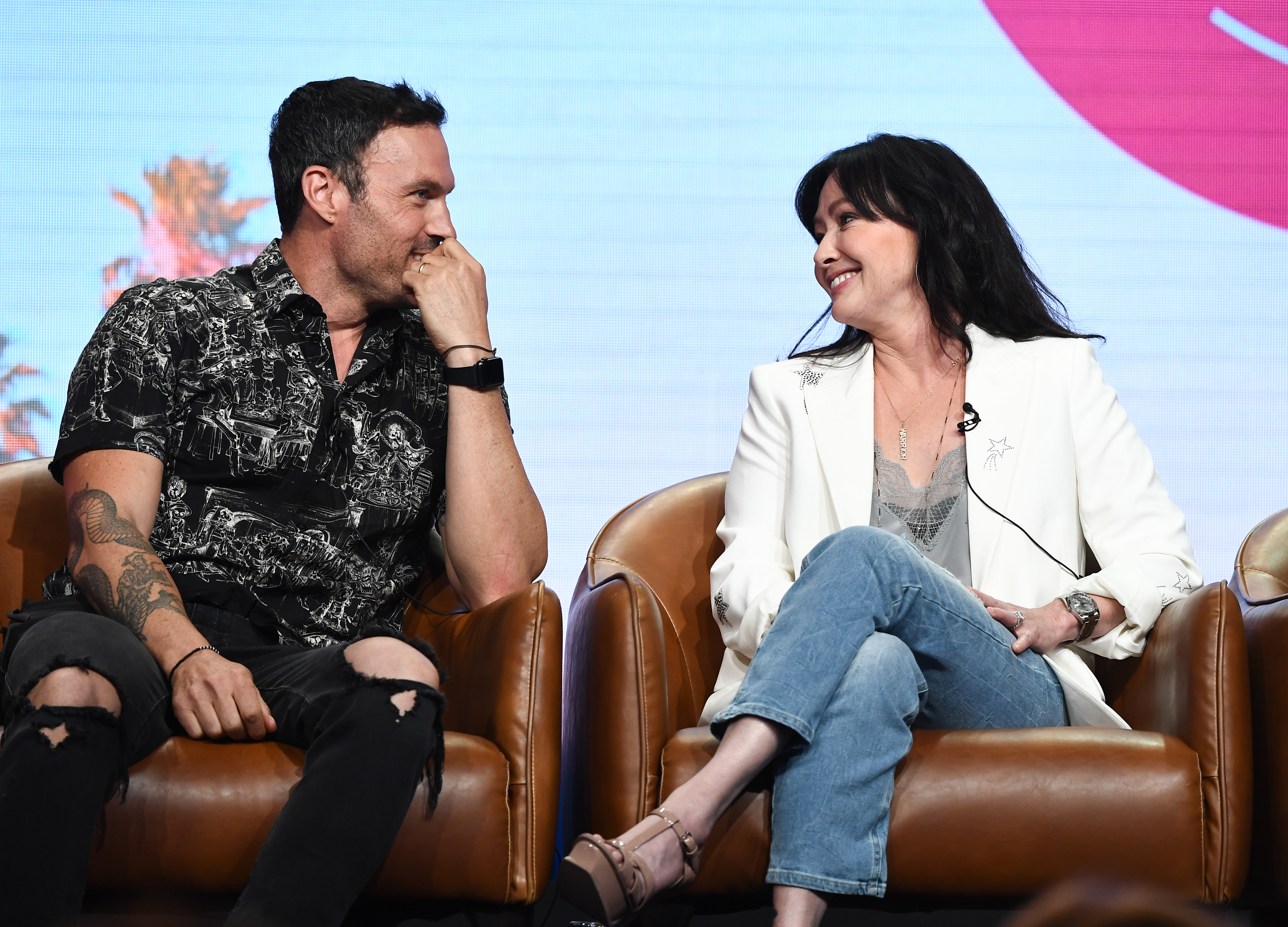 Brian Austin Green and Shannen Doherty during the 90210 reunion. Photo / Getty Images
