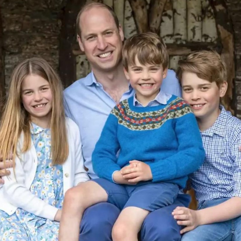 Prince William pictured with his three children George, Charlotte and Louis in a previously unseen snap. Photo / @princeandprincessofwales