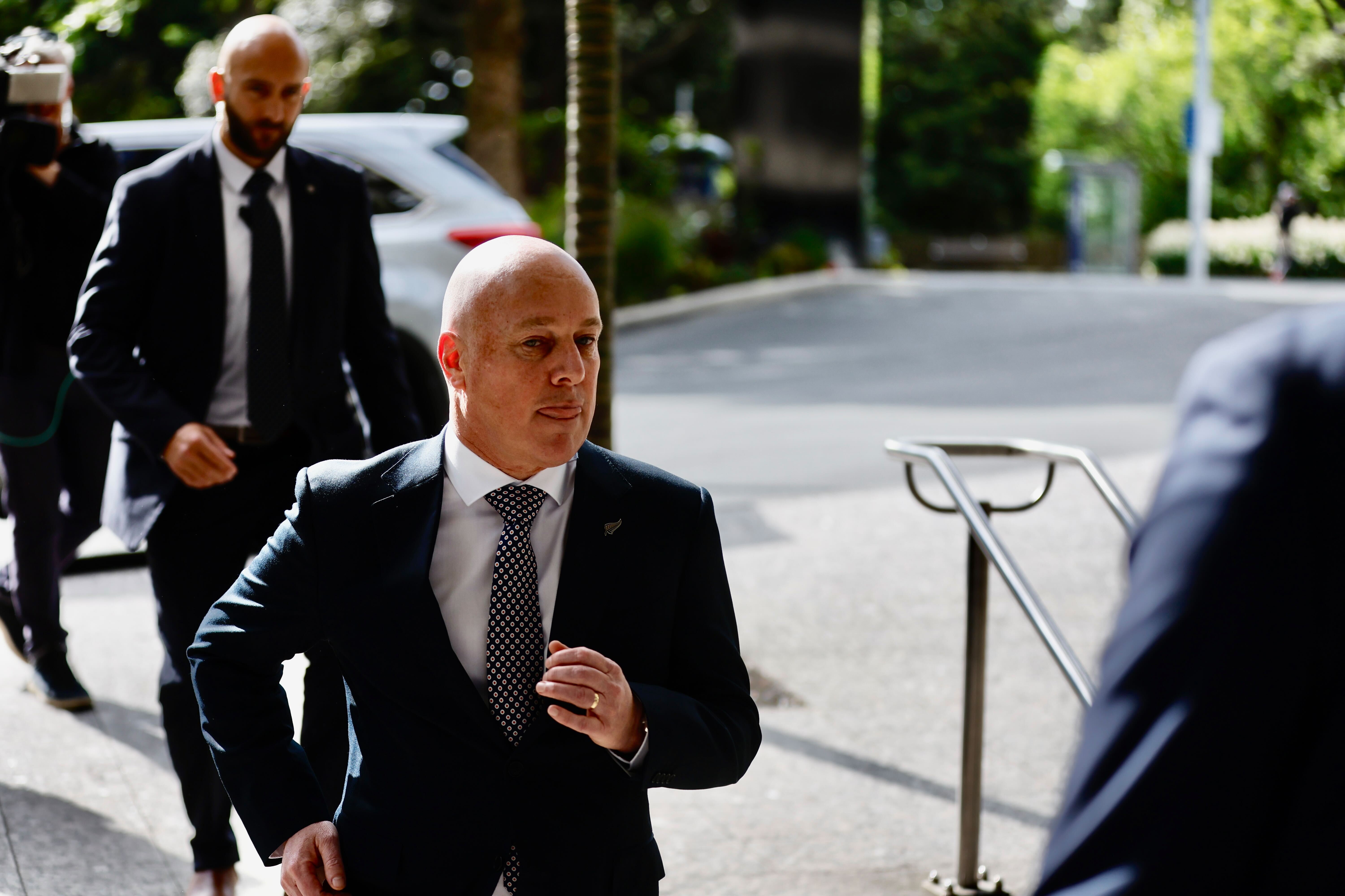 National leader Christopher Luxon spent eight minutes speaking to media yesterday morning about the progress of negotiations. Photo / Michael Craig