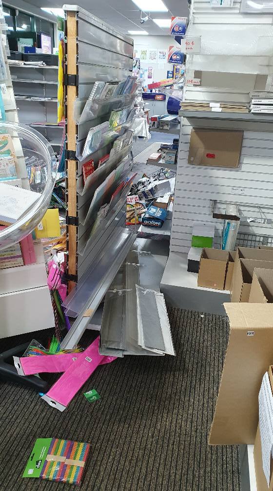 Thieves leave massive damage behind at Titirangi Lotto and Post shop before fleeing the scene. Photo / Aboli Bhave