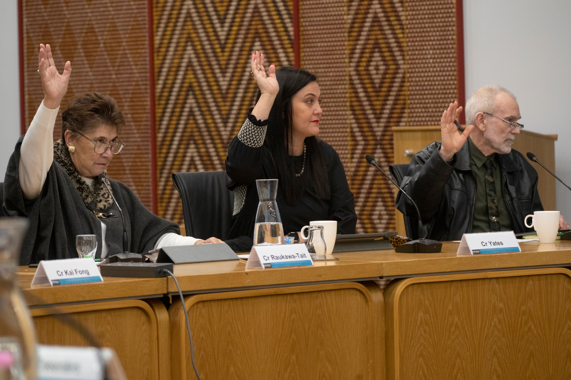 A Rotorua Lakes Council meeting in July 2021. From left, councillors Merepeka Raukawa-Tait, Mercia Yates and Dave Donaldson. Photo / Andrew Warner