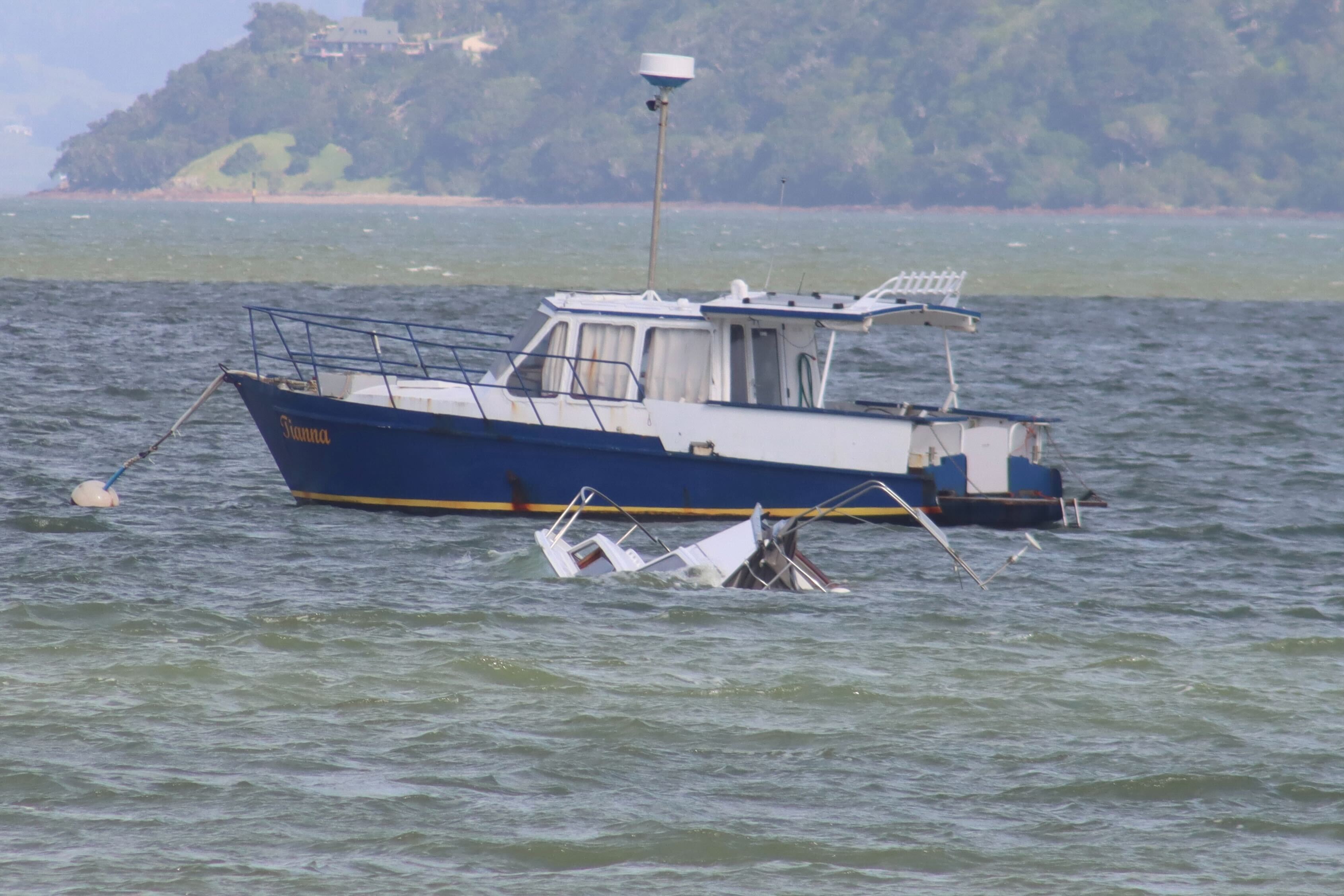 A sunken vessel in McLeod Bay in Whangārei Heads. Photo / Karina Cooper
