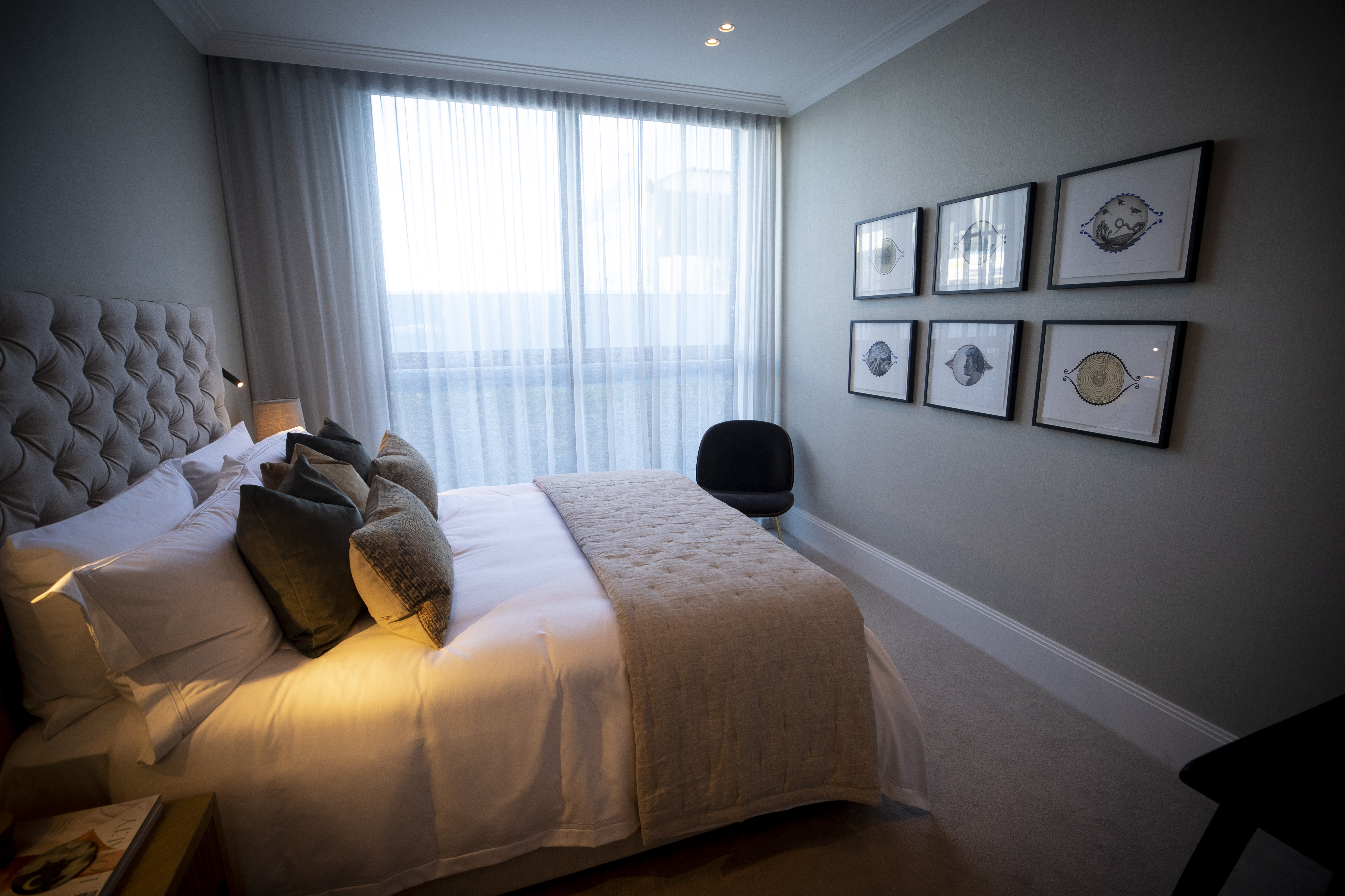 Bedroom in the new display suite, Northbrook Wynyard Quarter. Photo / Dean Purcell