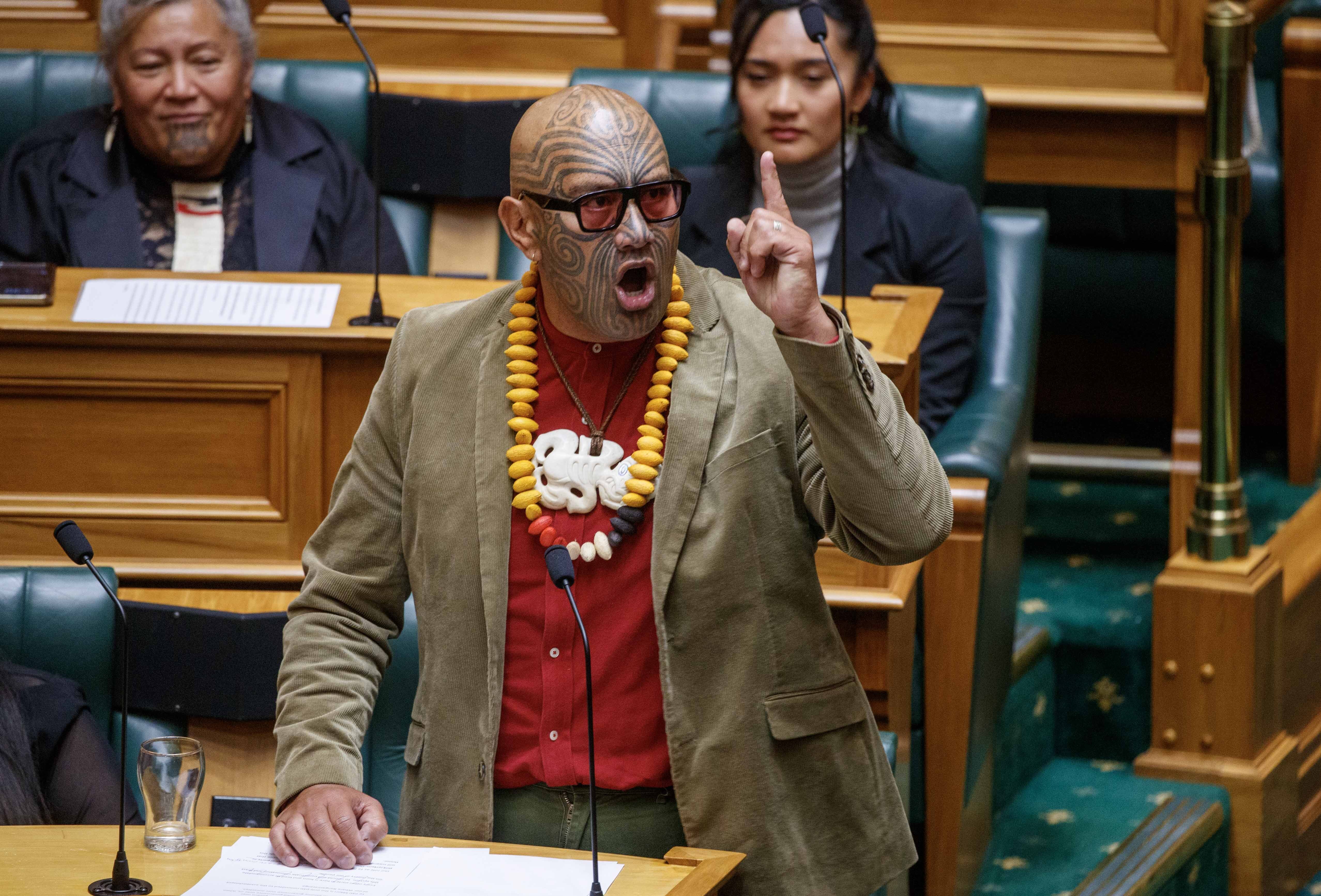 Te Pāti Māori co-leader Rawiri Waititi speaking during the first reading of the Treaty Principles Bill, Parliament, Wellington, November 14, 2024.  Photo / Mark Mitchell