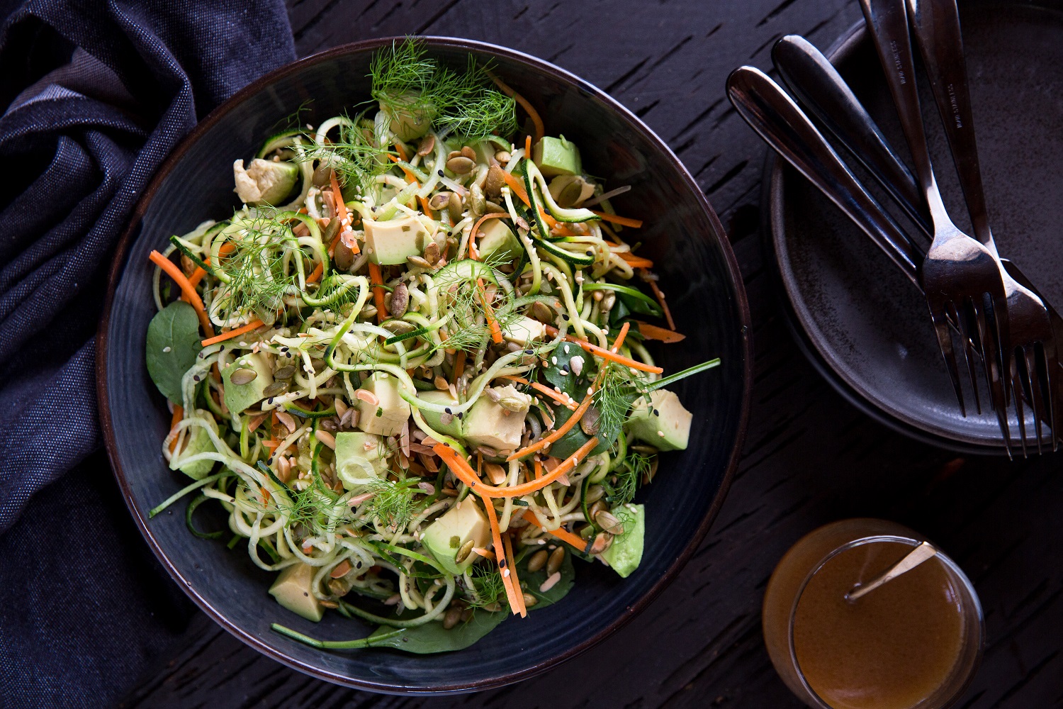 Spiral vegetables recipe with seeds and nuts. Photo / Babiche Martens
