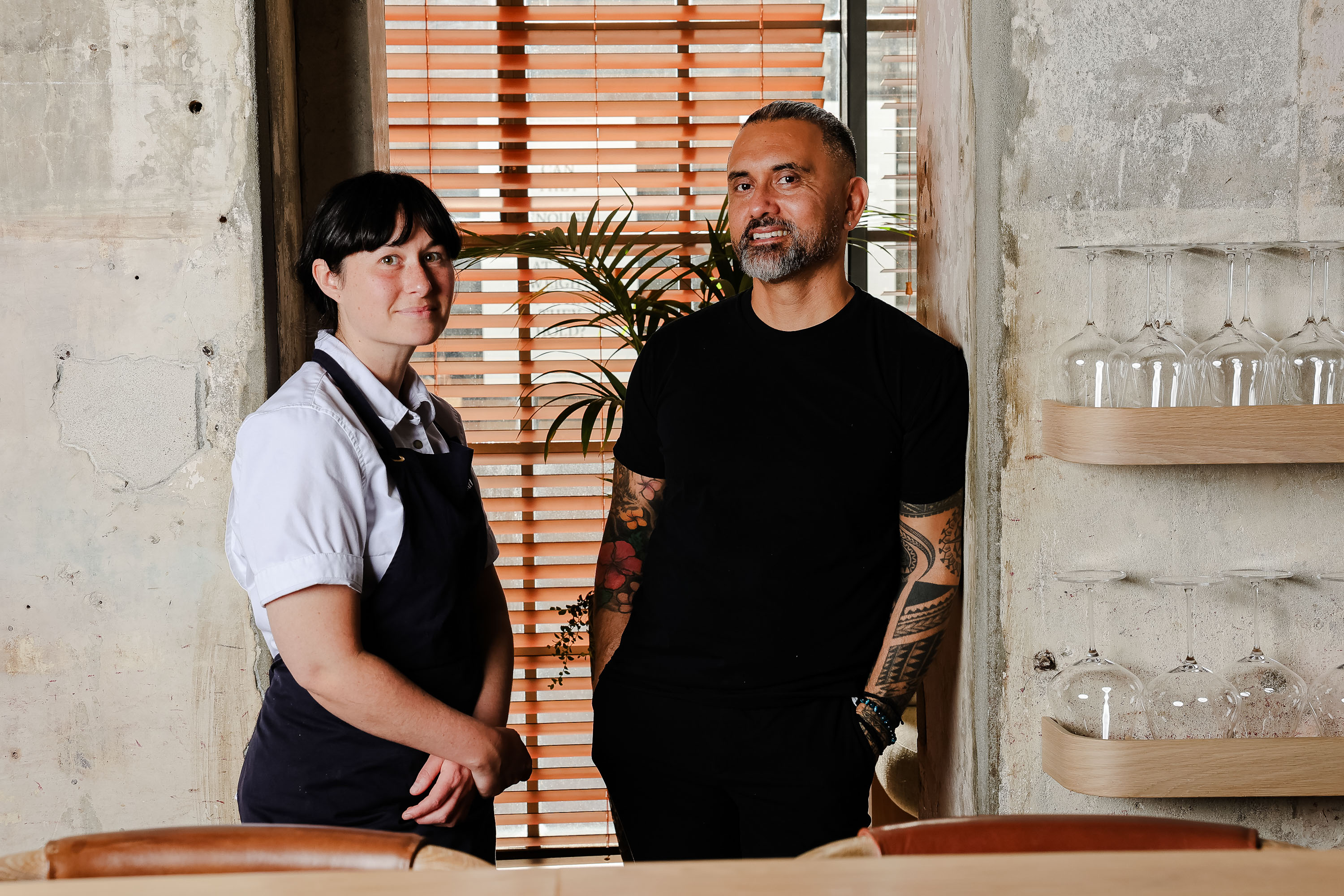Mr Morris' new head chef Georgia van Prehn with executive chef Michael Meredith. Photo / Laura Snelling, LJS Studios