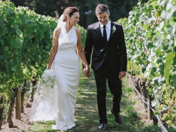 Dame Jacinda Ardern and Clarke Gayford pictured at their wedding. Photo / Felicity Jean Photography