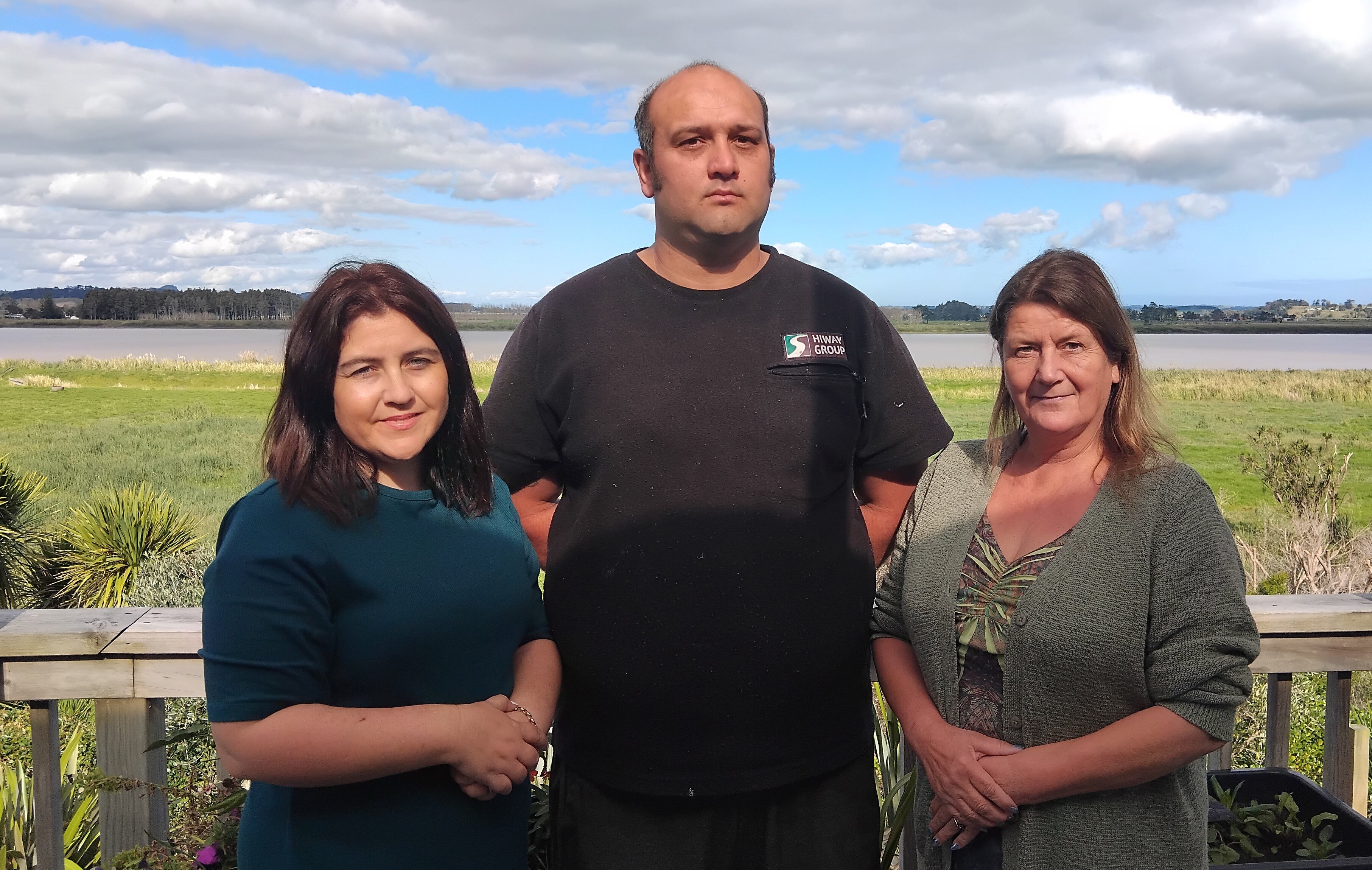 Dargaville Ratepayers and Residents' Association chairwoman Rose Dixon, with vice-chairs Sam Erickson and Jo Floyd in front of the Northern Wairoa River, says the high aluminium is a concern.