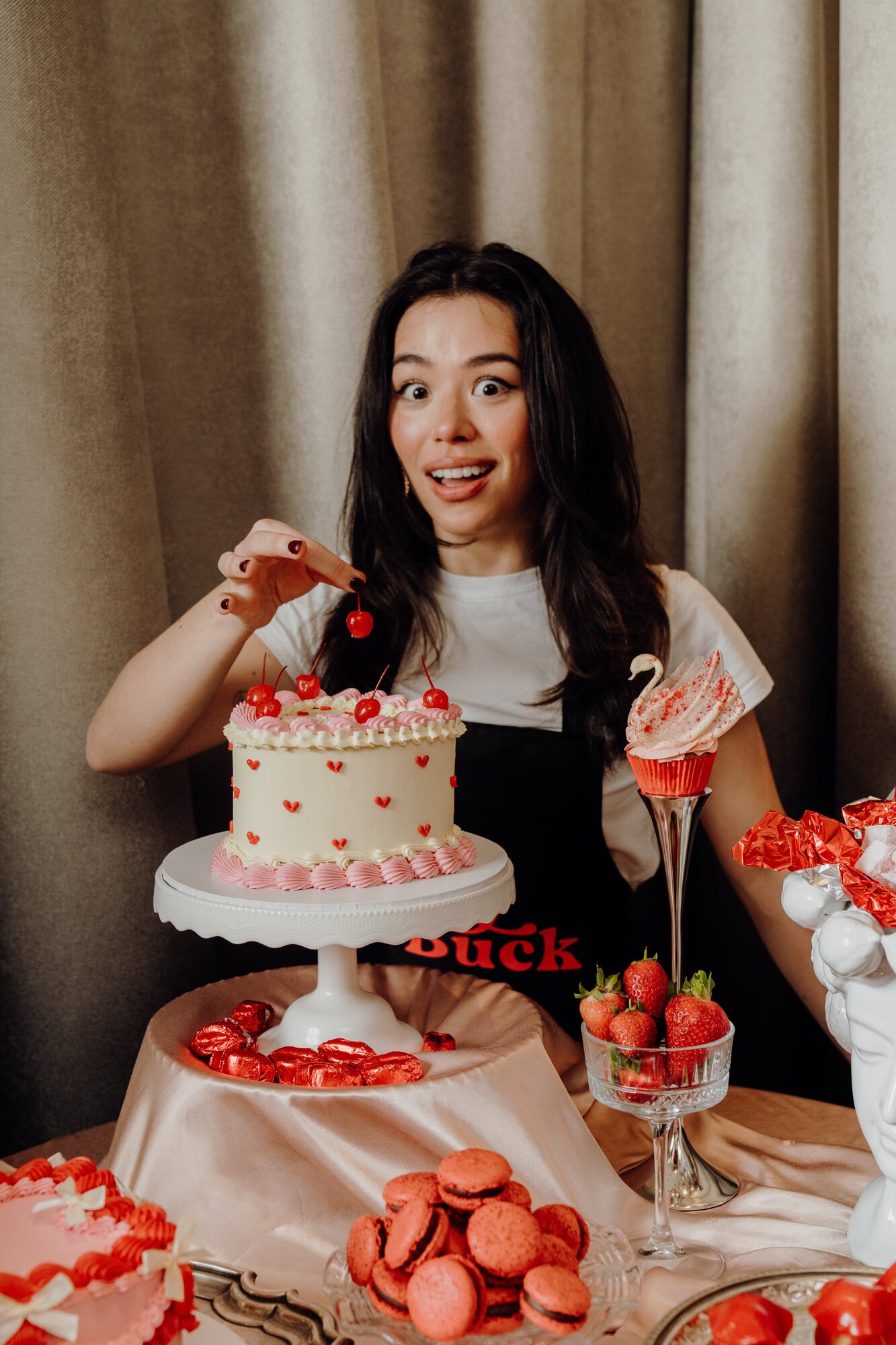 Victoria Roebuck is the 24-year-old Aucklander behind cake business Baby Buck Baking, where slices of her 'Baby Bruce' cake sell for $36.50.