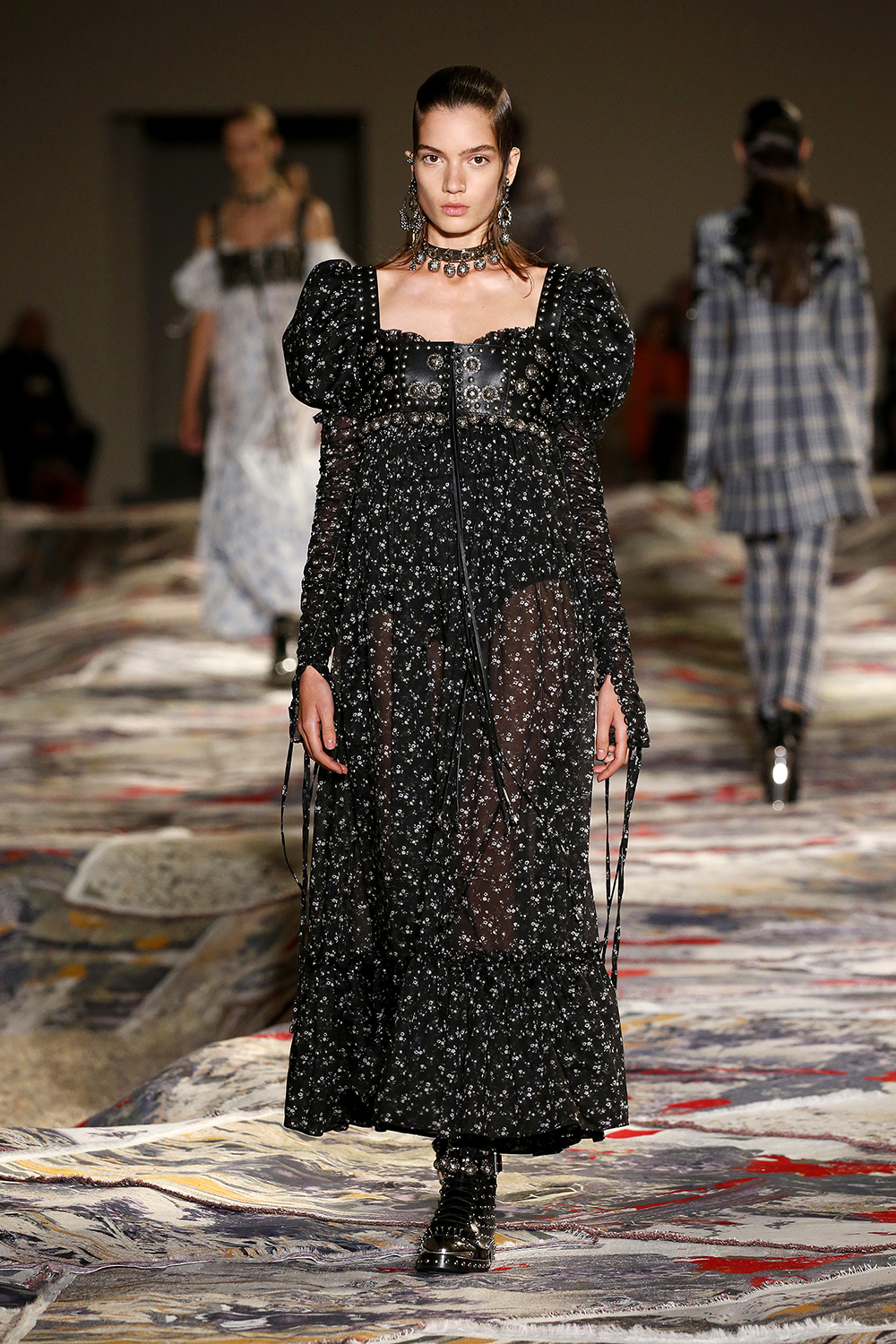 A model walks the runway during the Alexander McQueen designed by Sarah Burton show as part of the Paris Fashion Week in 2017. Photo / Getty Images