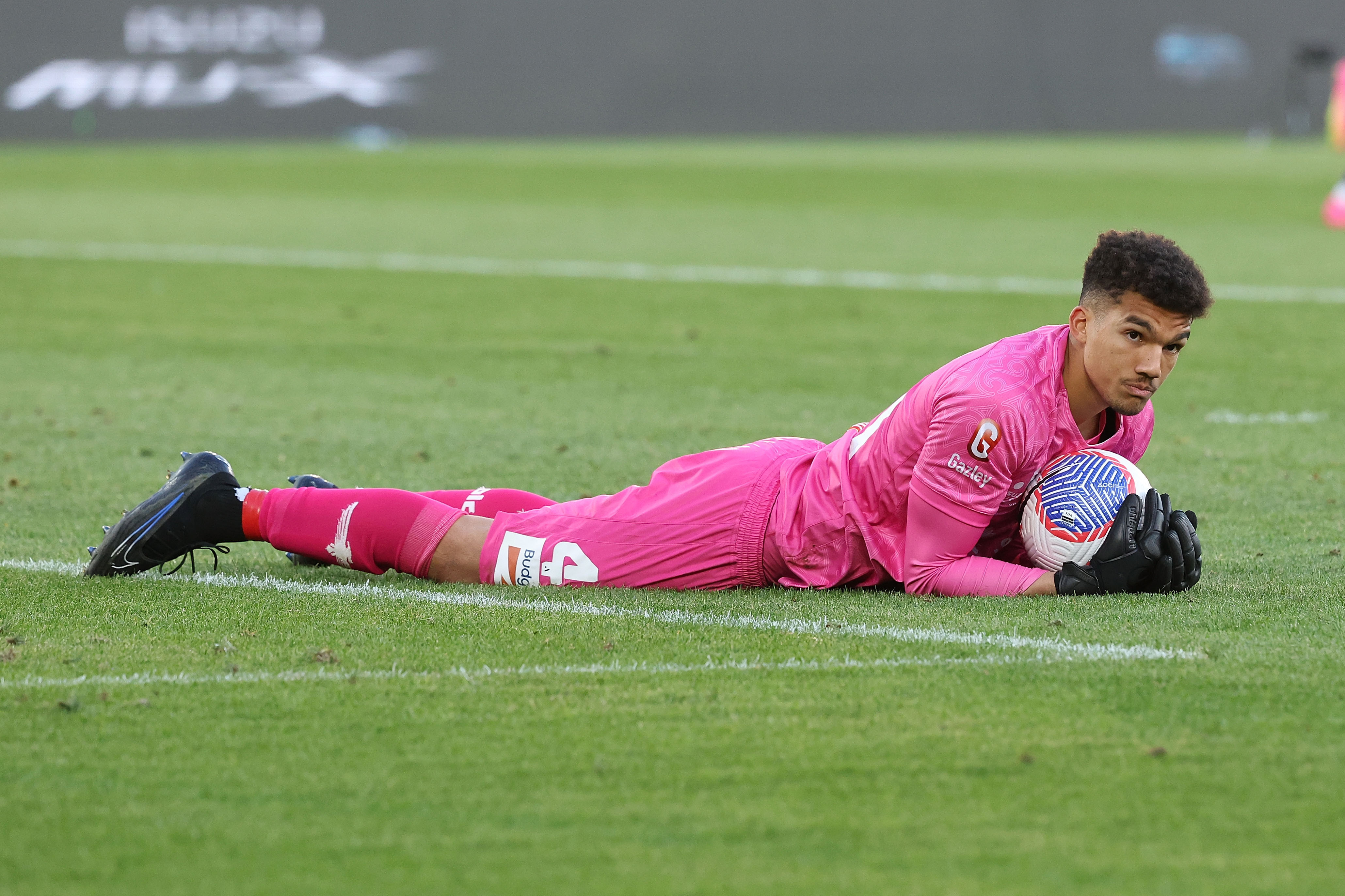 Alex Paulsen makes a save for the Phoenix during last season's A-League against the Perth Glory at Sky Stadium in Wellington. Photo / Photosport