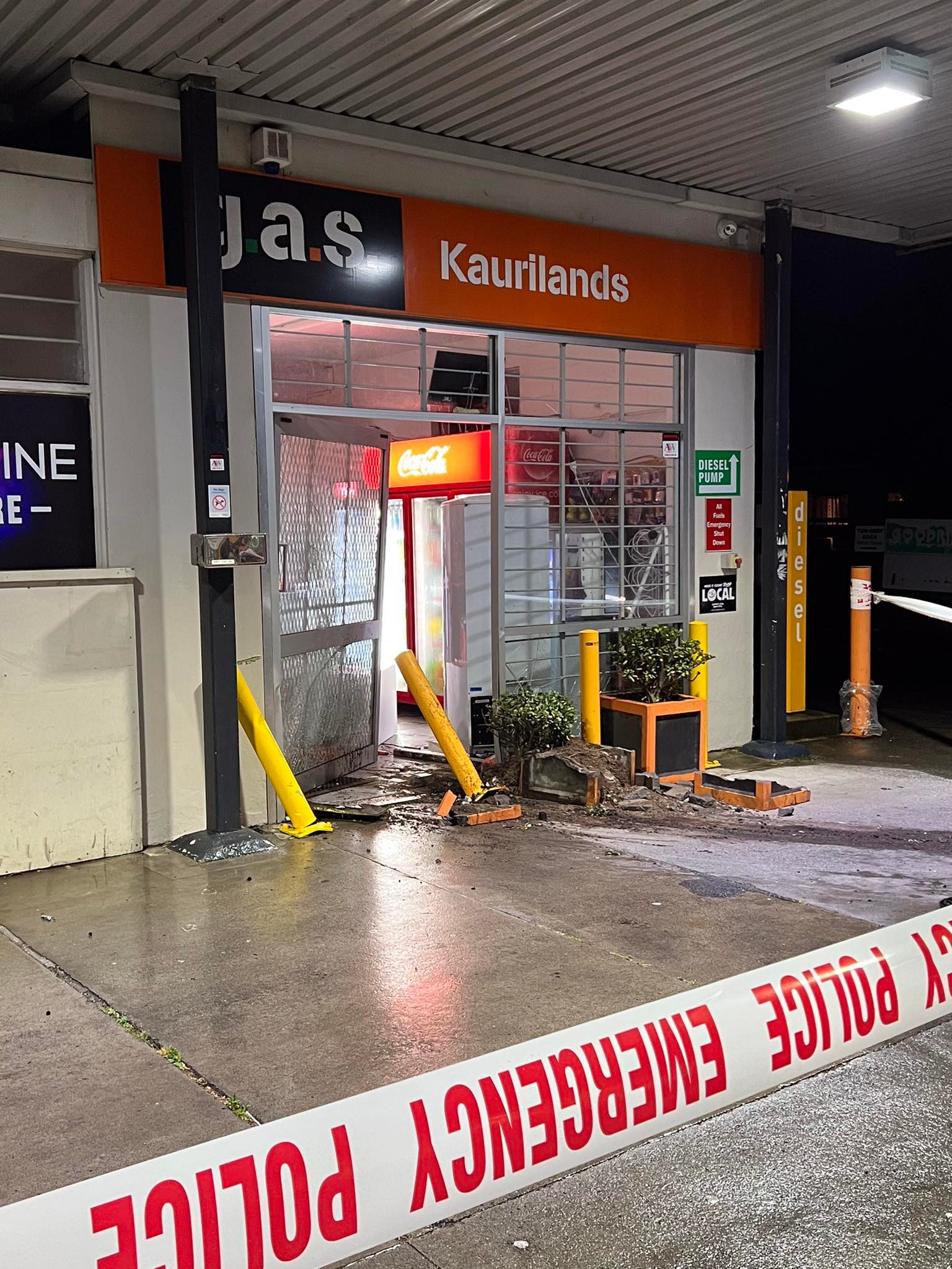 GAS station on Kaurilands Rd in Titirangi, Auckland ram raided a third time overnight. Photo / Supplied