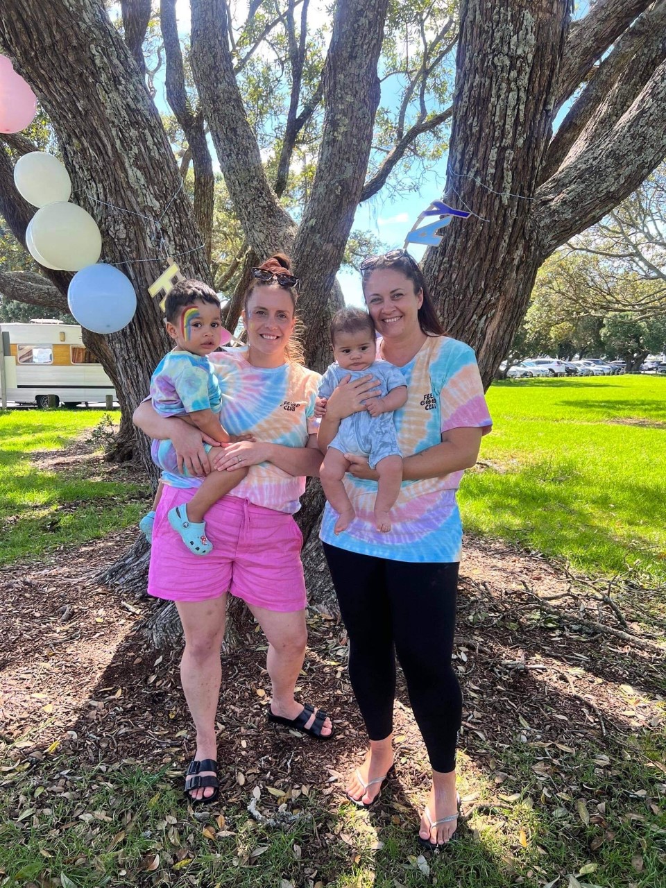 Jenagh and Bodhi (left) and Nicole and Jesse.