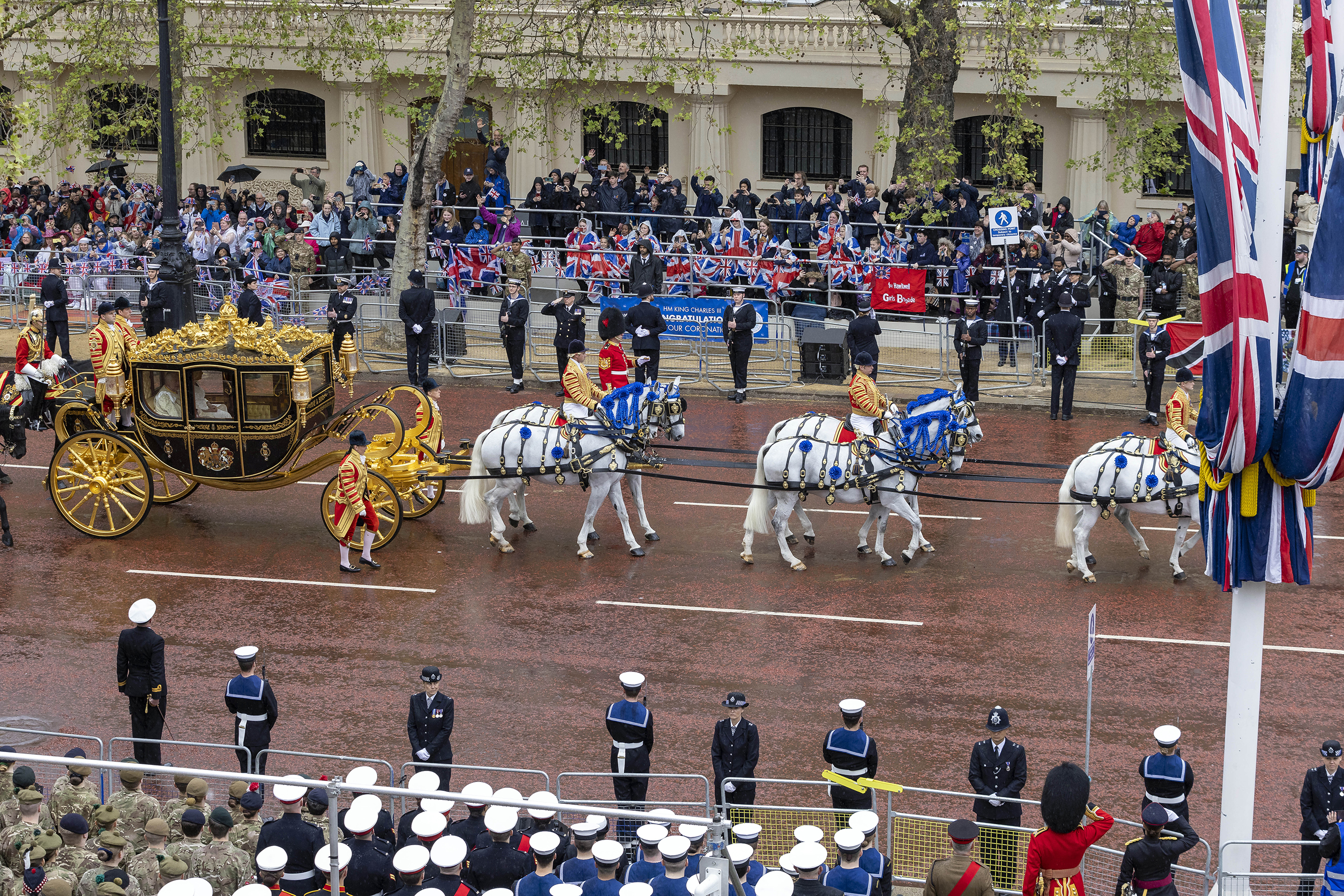The Procession of King Charles travels to Westminster Abbey. Photo / AP