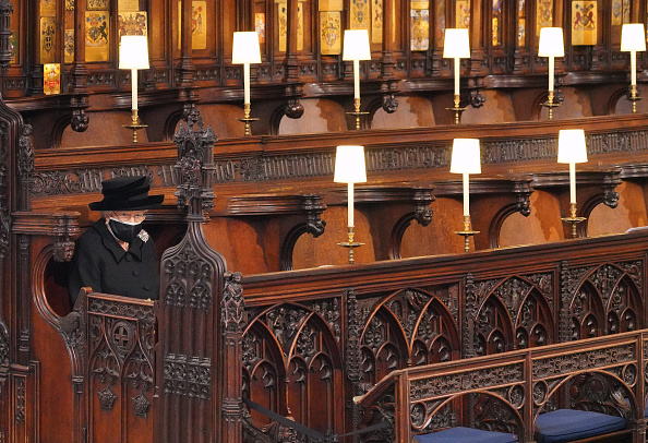 The Queen sat alone for the ceremony. Photo / Getty Images