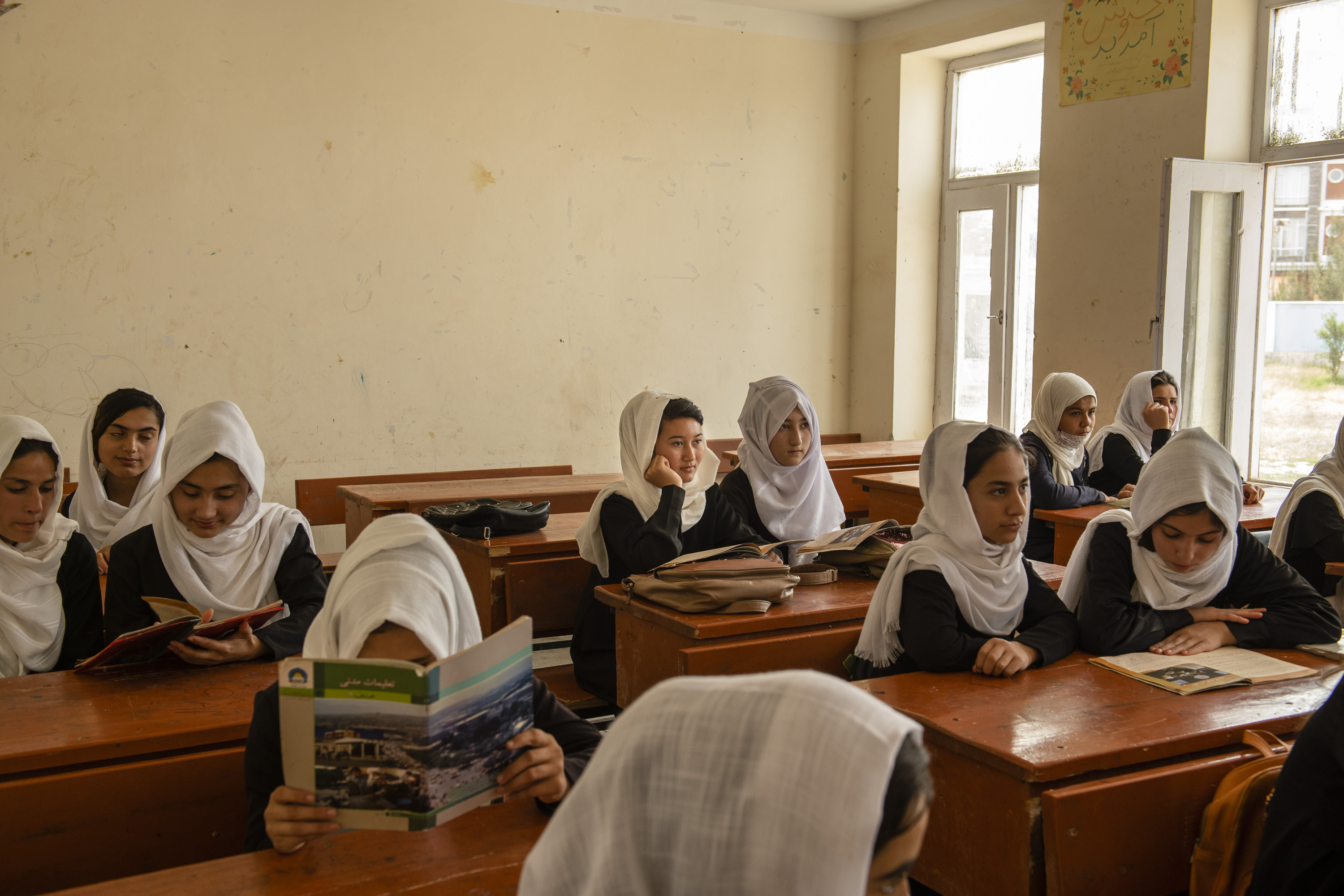 At a school in Jowzjan Province in 2021, before the Taliban takeover. Photo / Kiana Hayeri, The New York Times