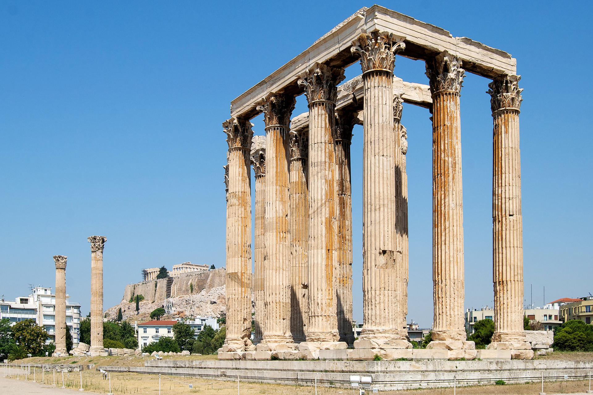 The Temple of Olympian Zeus is a colossal ruined temple in the centre of Athens. Photo: Getty Images