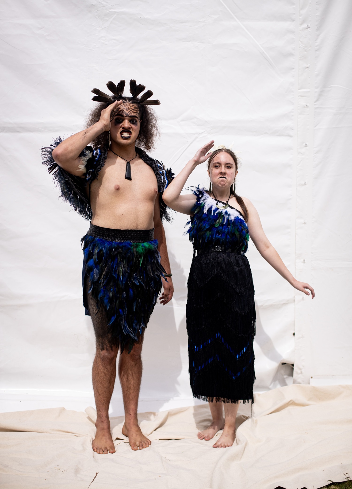 Maori performers Taipua Kipa and Delta Johns from Waitakere College. Photo / Dean Purcell