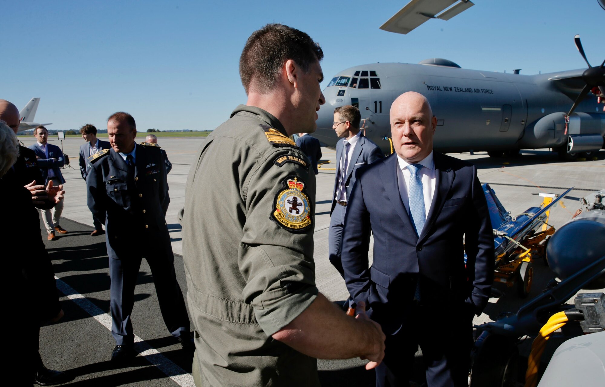 Prime Minister Christopher Luxon at RNZAF Base Auckland Whenuapai. Photo / Alex Burton