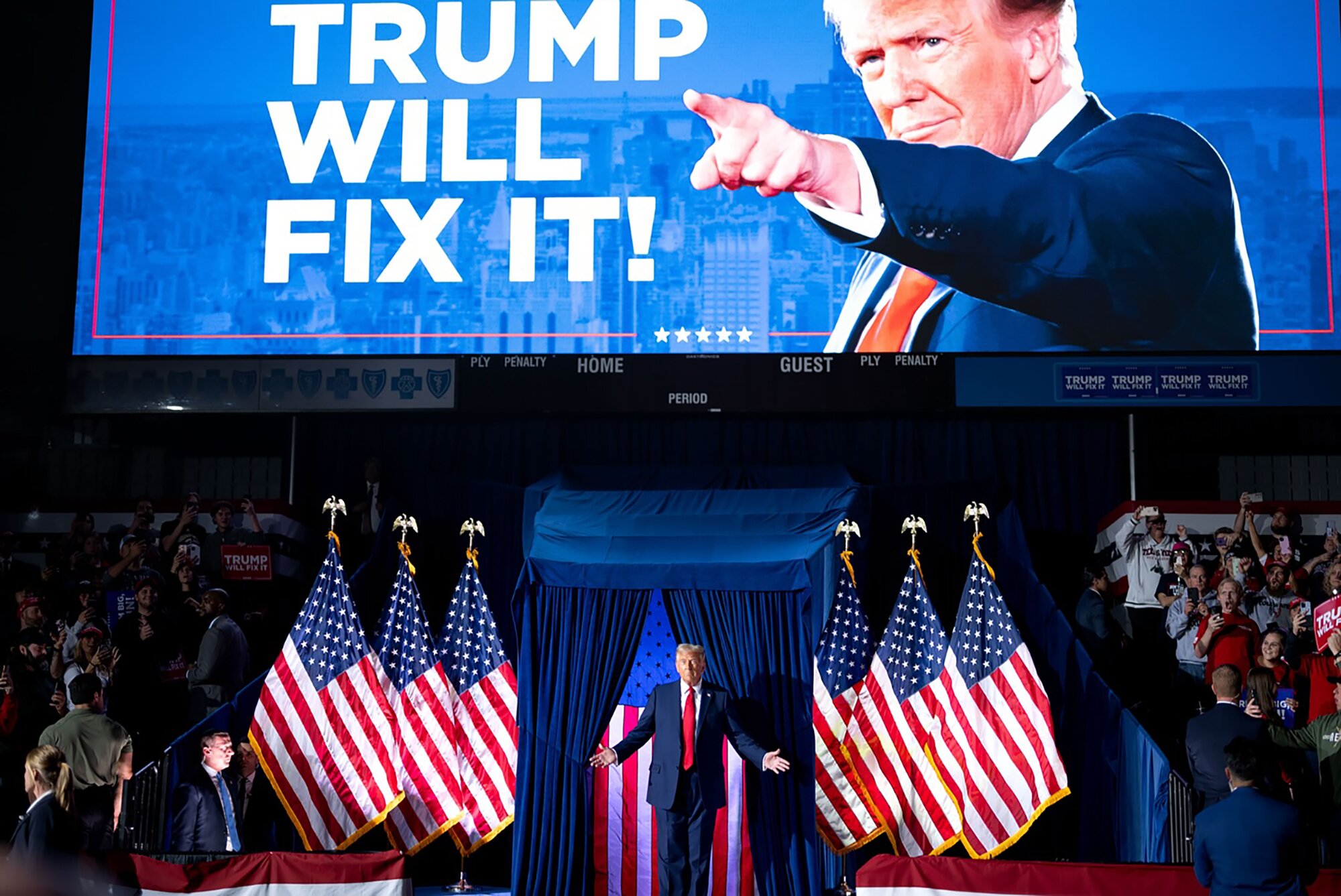 Donald Trump campaigns for President of the United States in Grand Rapids, Michigan. Photo / via Meta