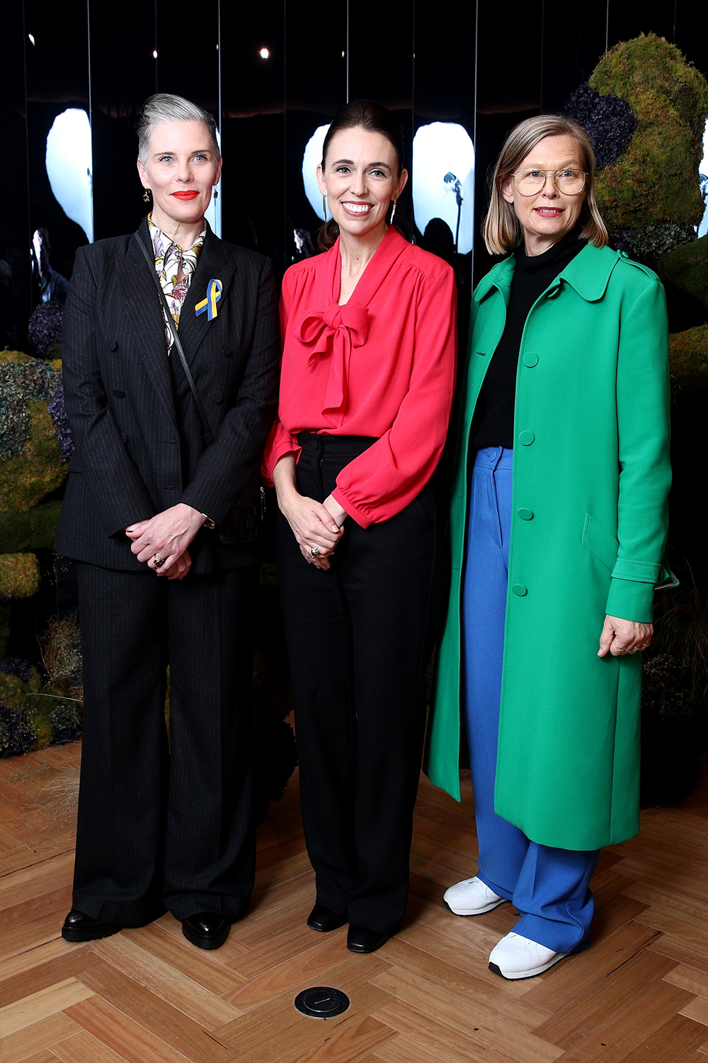 Prime Minister Jacinda Ardern with designers Karen Walker and Kate Sylvester at the launch of the NZ Design Edit at David Jones in Sydney in July. Photo / Getty Images