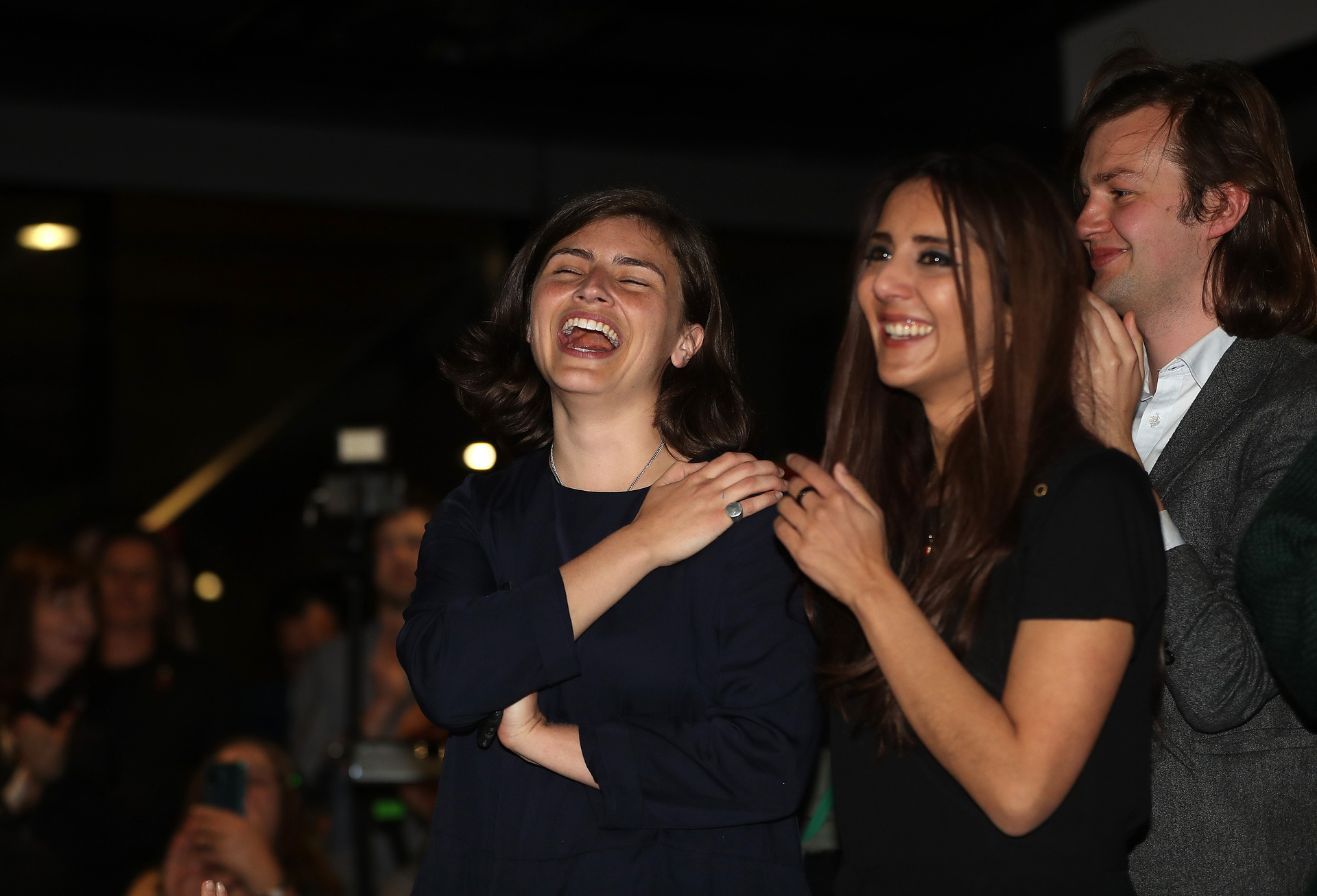 Green Party MP Chloe Swarbrick with fellow MP Golriz Ghahraman at the party's election night event in downtown Auckland. Photo / Getty Images