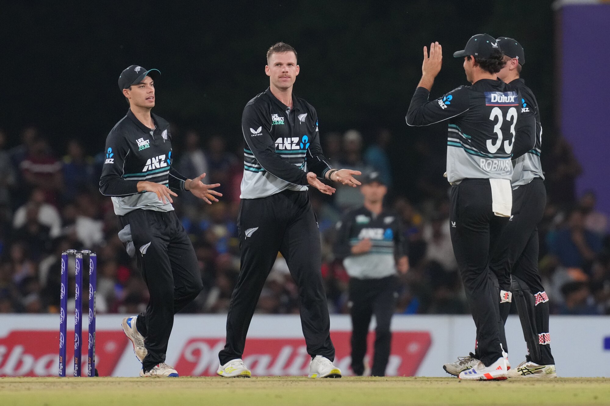Lockie Ferguson (centre) warns not having any kind of local competition could force New Zealand’s best players abroad. Photo / Photosport 