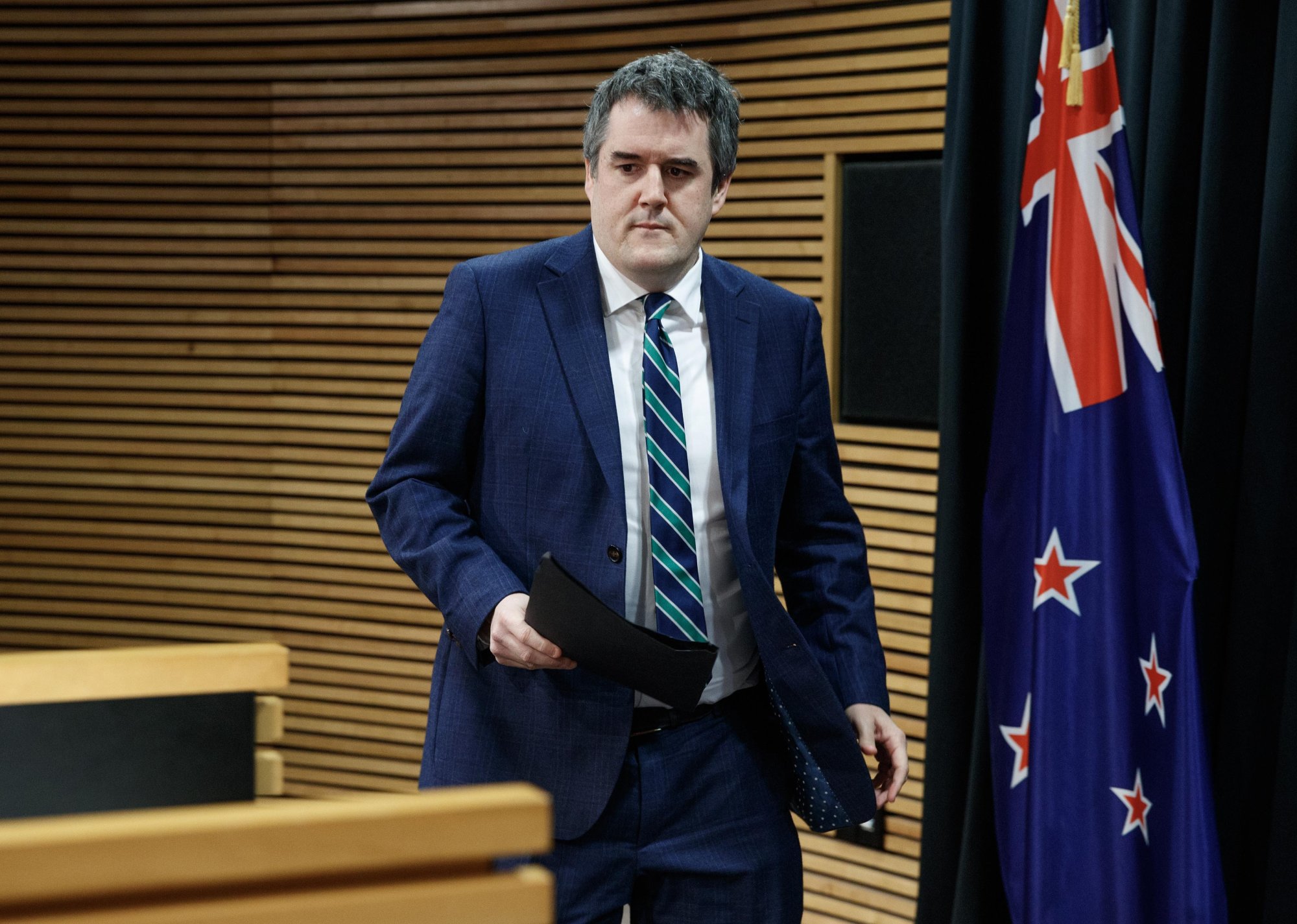 Infrastructure and RMA Reform Minister Chris Bishop announces the Government’s controversial fast-track projects during a press conference at the Beehive. Photo / Mark Mitchell