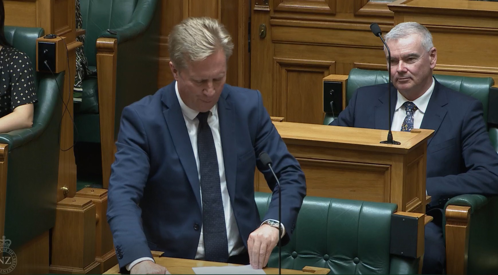 Trade Minister Todd McClay appearing to read from notes as he answers patsy questions on the India Free Trade Agreement in January. Photo / Parliament TV