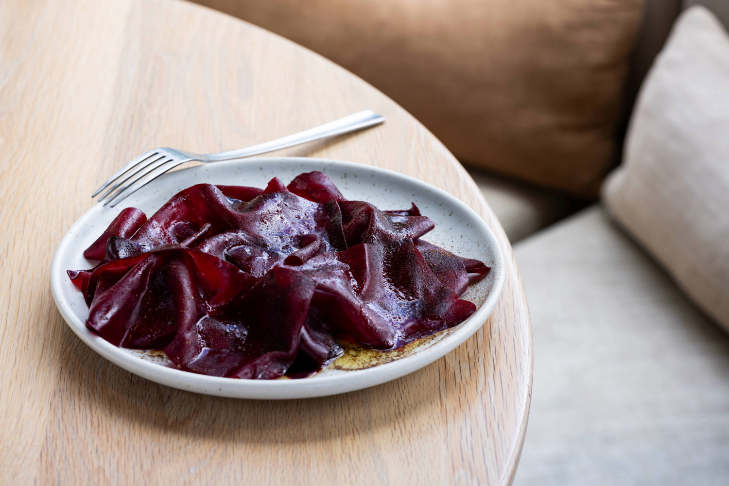 Beetroot, pinenut and beef fat at Mr Morris restaurant. Photo / Babiche Martens