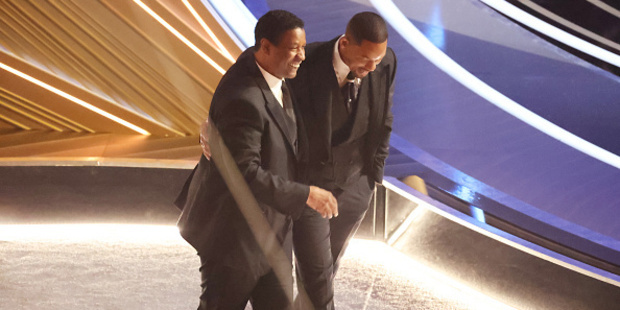 Denzel Washington comforts Will Smith during the show at the 94th Academy Awards at the Dolby Theatre at Ovation Hollywood on Sunday, March 27, 2022. Photo / Getty Images