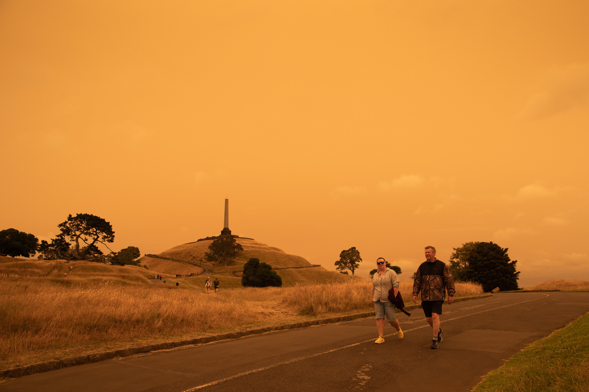 Smoke from Australia's bushfires turned the sky over Auckland orange on January 5, 2020. Photo / Greg Bowker