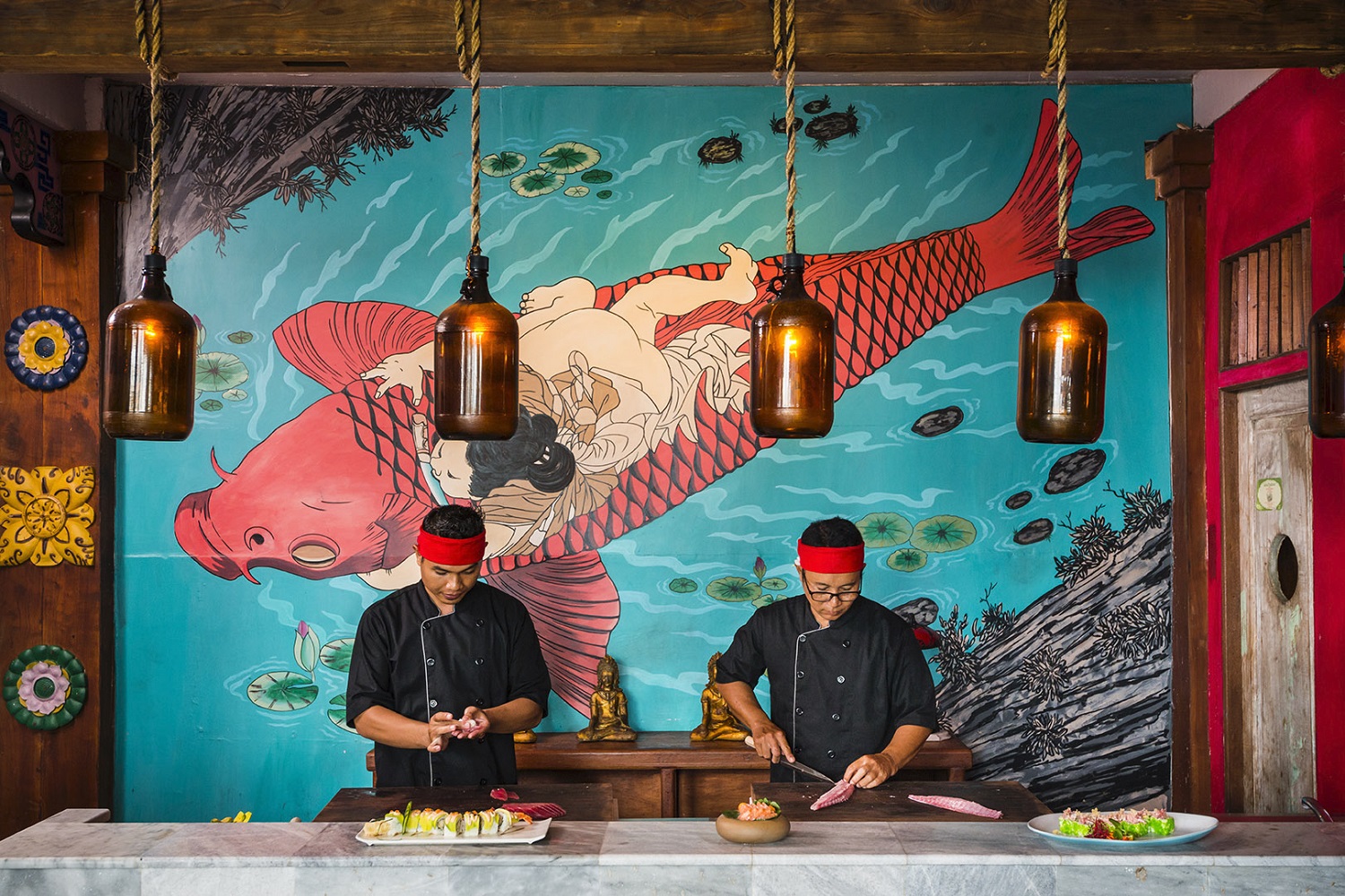Sushi chefs at Hotel Tugu's Ji. Photo / Supplied